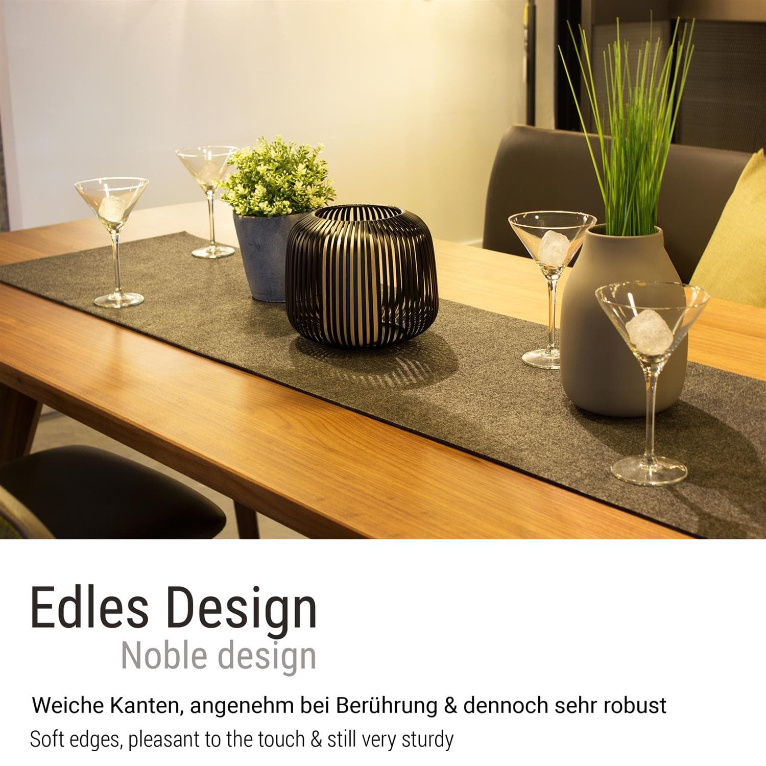Felt table runner anthracite CASORO, 40x150
