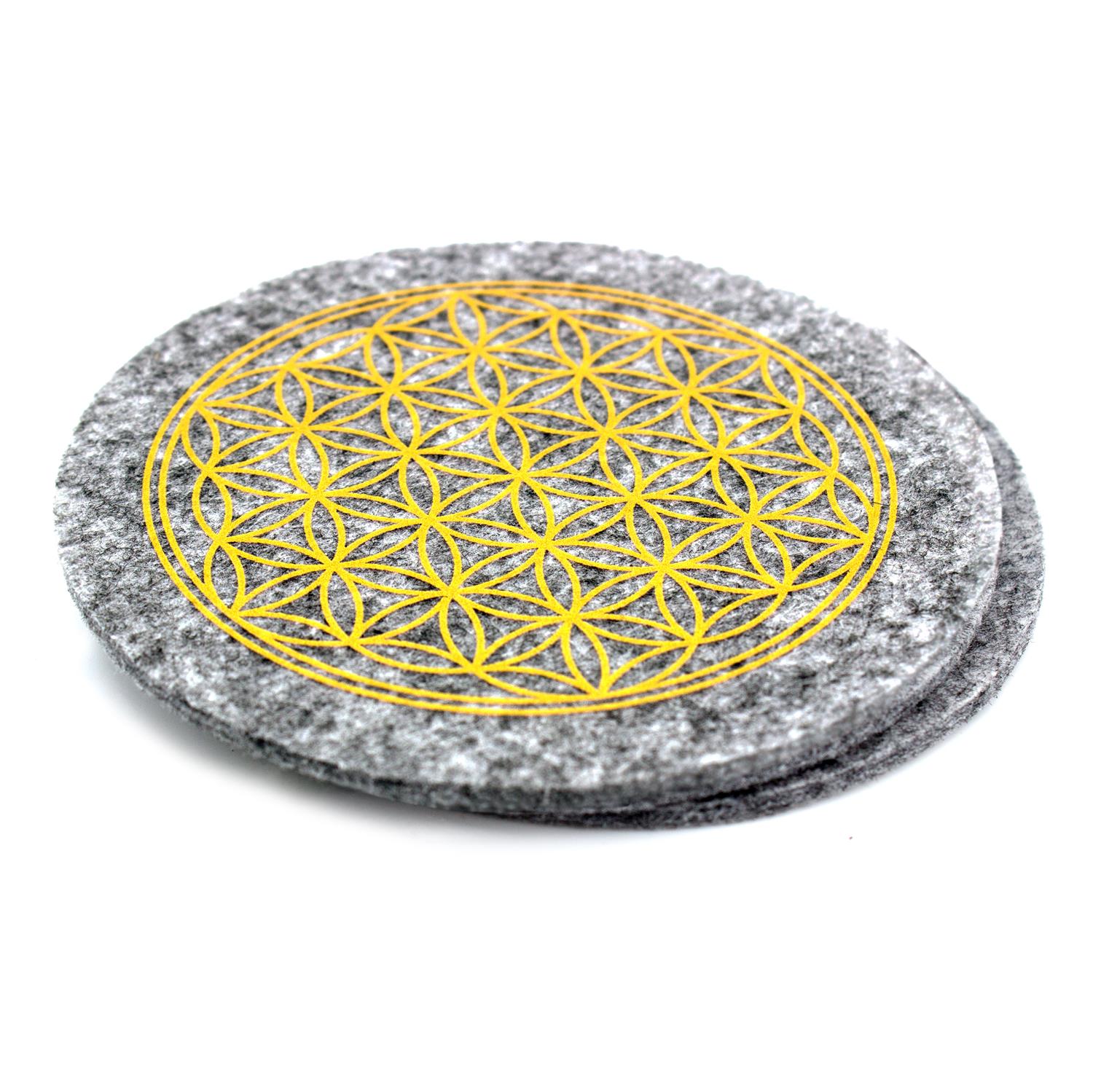 2er Set Blume des Lebens Glasuntersetzer - graumeliert (LX2092-LB)