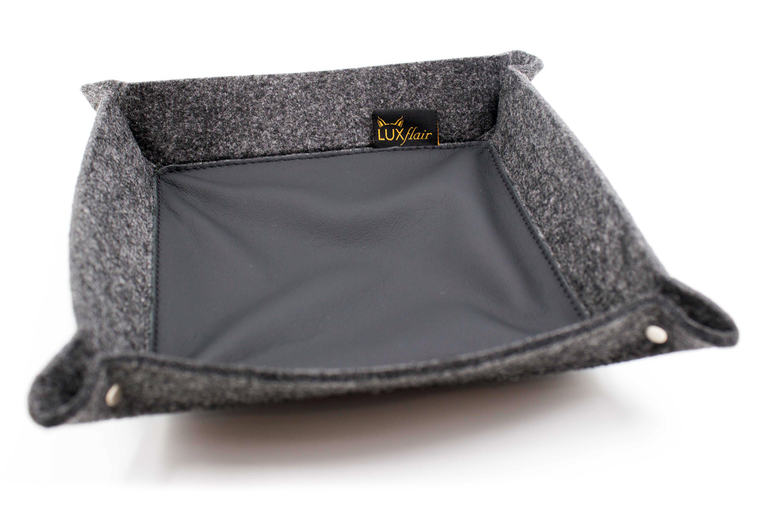 Felt trouser pocket depot in dark grey with genuine leather bottom