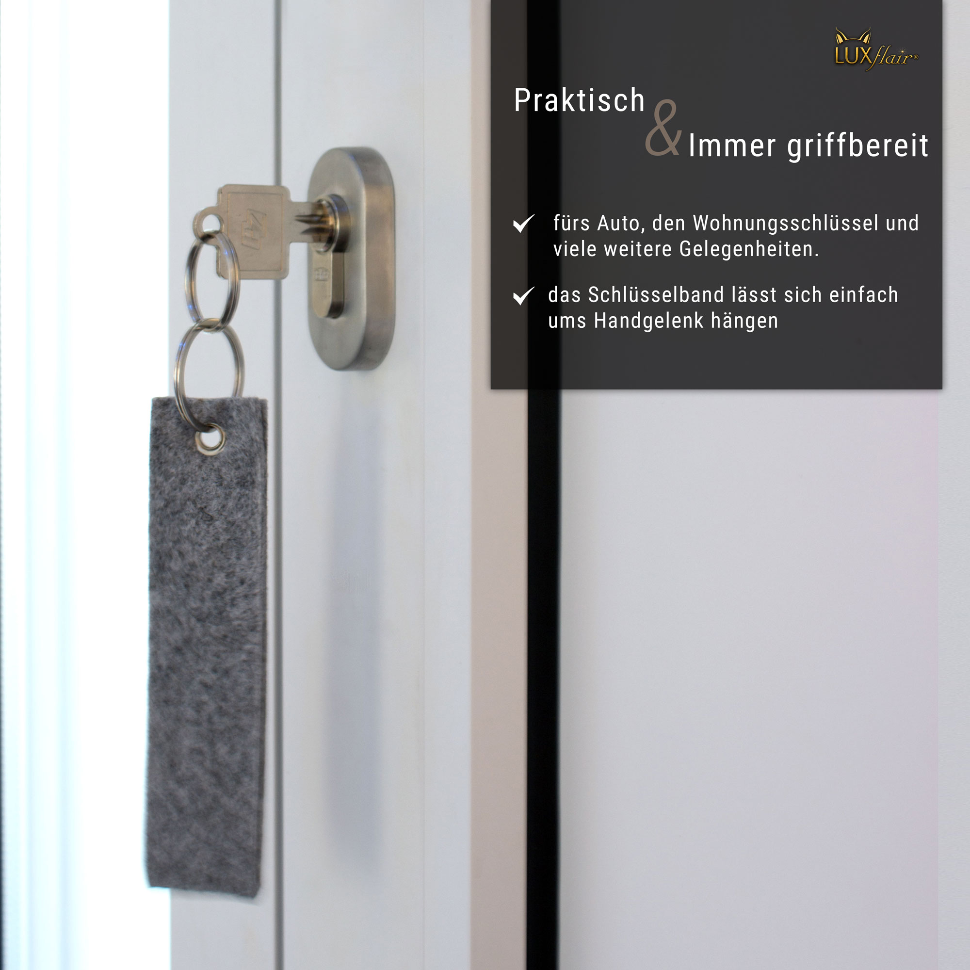 10er Set Filz Schlüsselanhänger graumeliert (SA-10-HG)