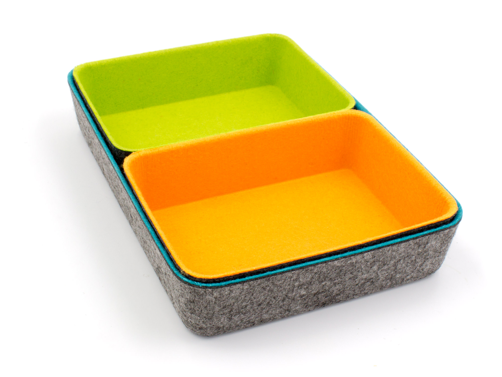 Stylish felt office boxes in a set of 3 (wide)