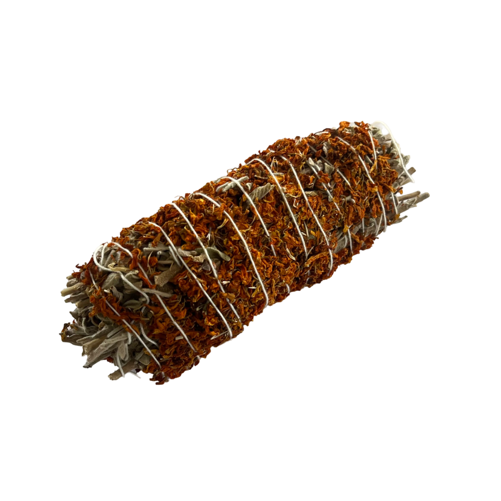 Weißer Salbei 50g Räucherbündel - Smudge Stick Ringelblumen