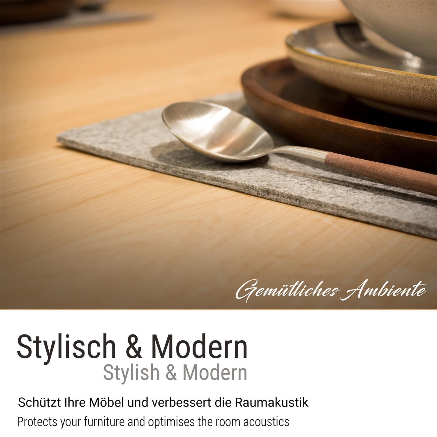 Eckiges Filz-Platzset im 4er Set graumeliert (LX1941)