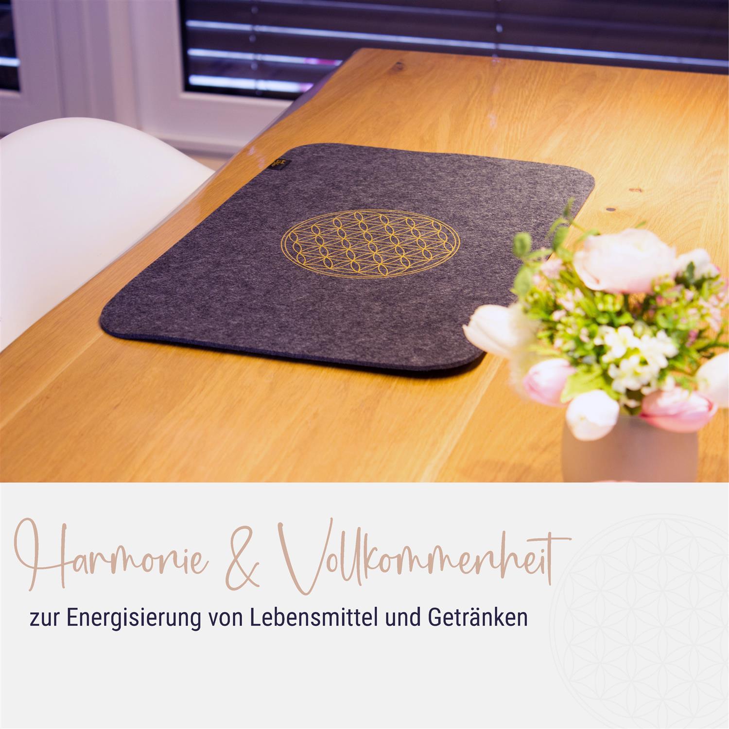 Set of 2 Flower of Life placemats - dark gray