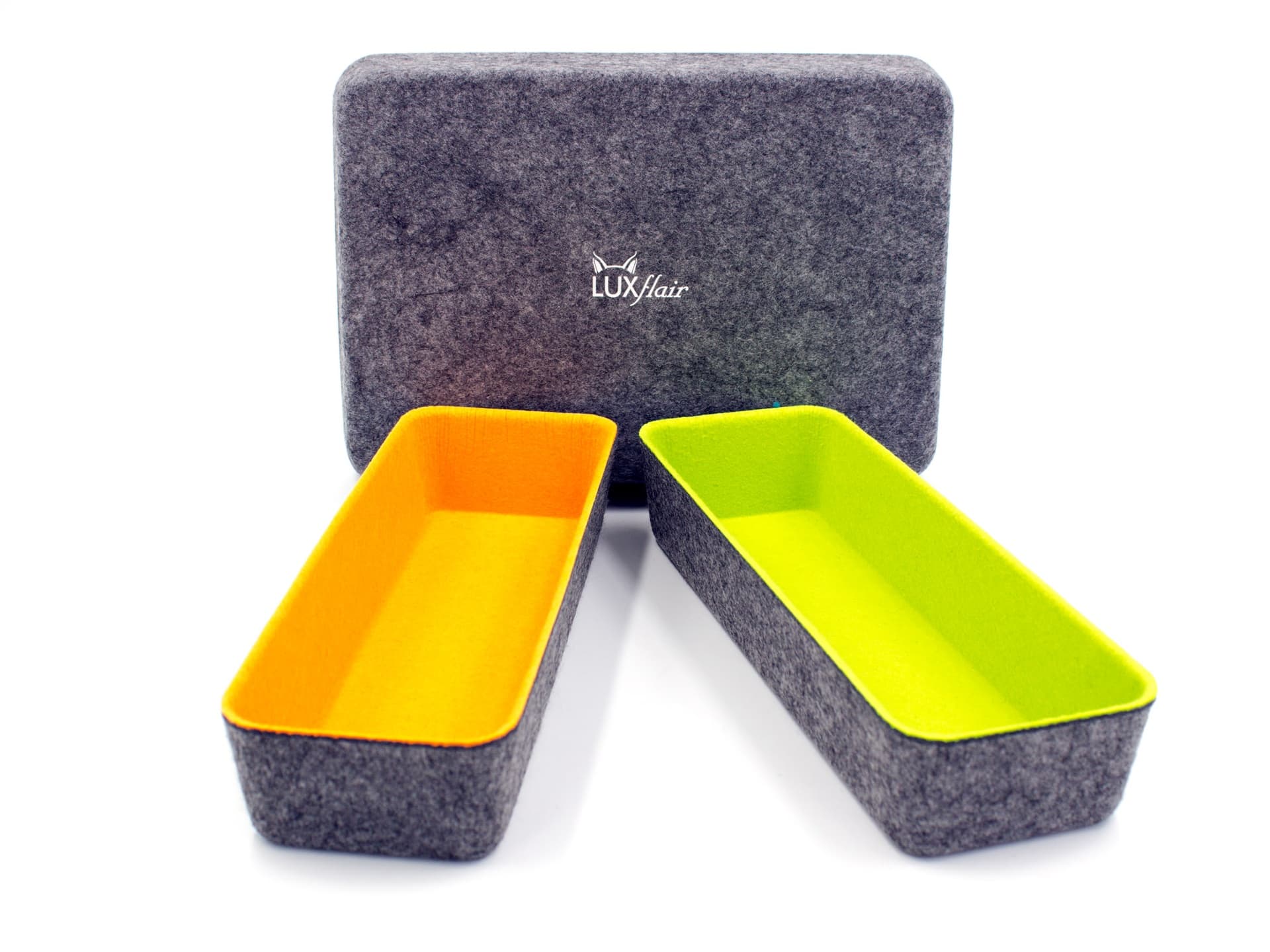 Stylish felt office boxes in a set of 3 (elongated)