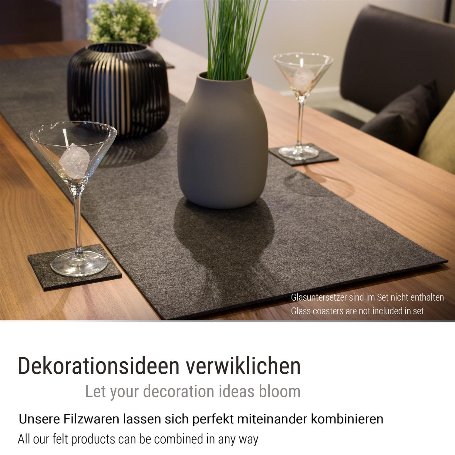 Filz Tischläufer anthrazit CASORO, 40x150