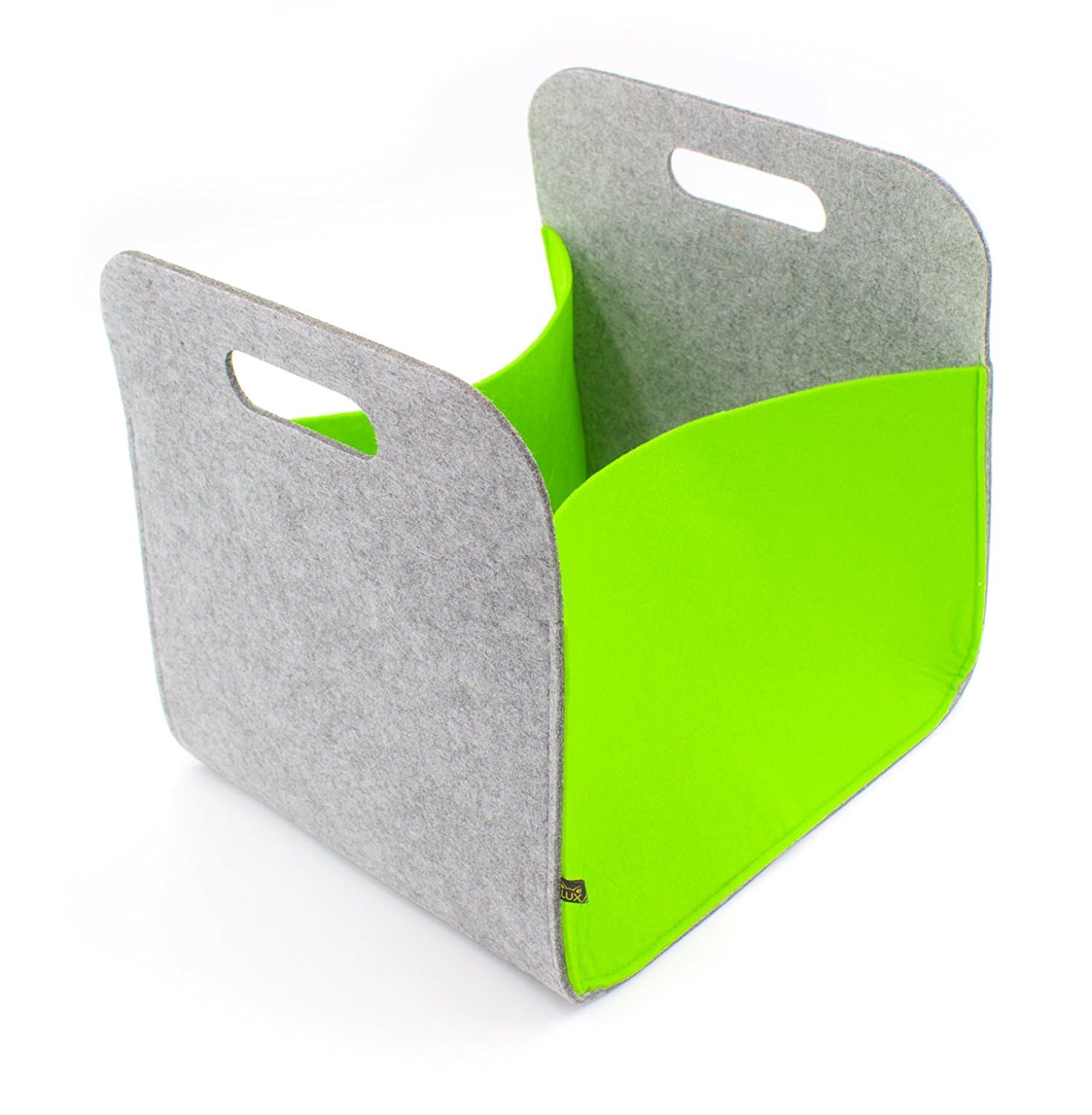 Felt storage box with carrying handles, gray/green Felt storage box with carrying handles, gray/green