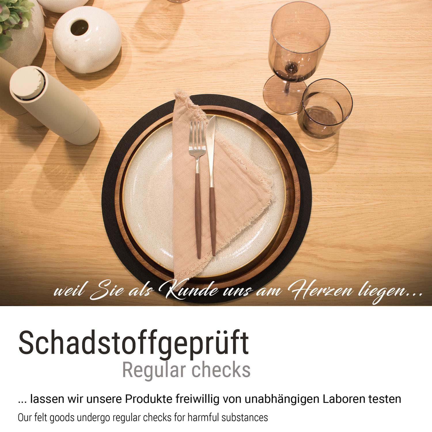 4er Filz-Platzset schwarz, rund Ø 35cm (LX2017)
