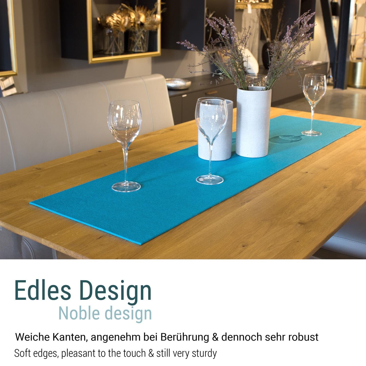Felt table runner petrol CASORO 40x150