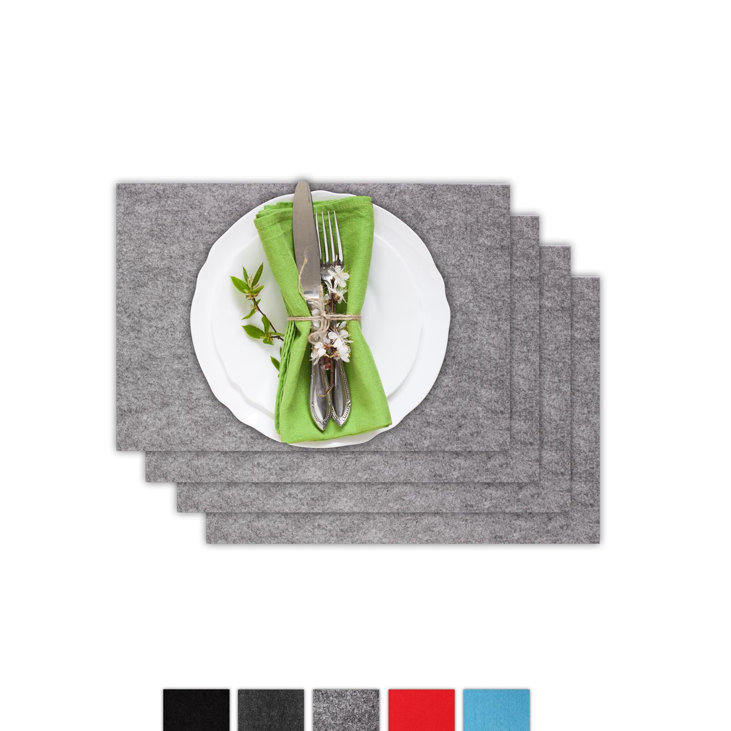 Square felt placemat set of 4 grey mottled