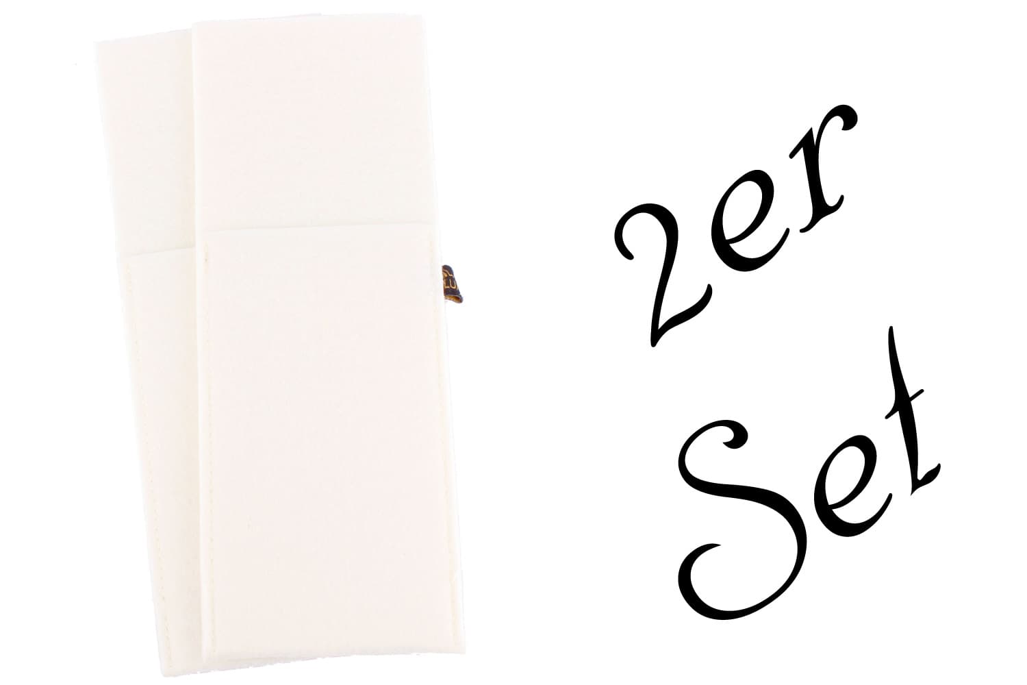 2er Set Bestecktaschen aus Filz in cremeweiß (LX1961)