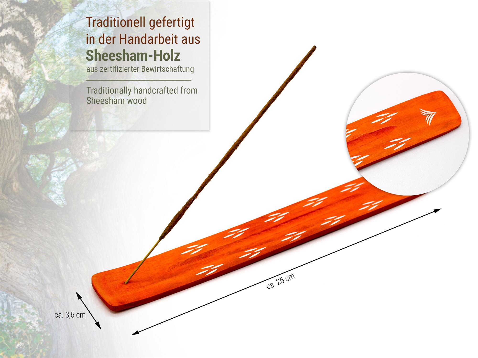 Räucherstäbchenhalter orange aus Rosenholz (LX2246)