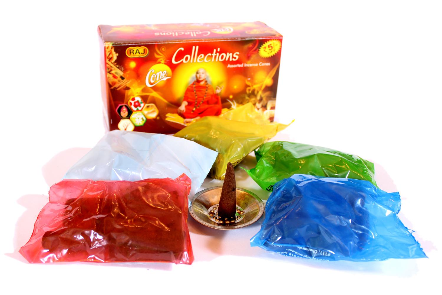 Räucherkegel Set, 5 Duftrichtungen inkl. Räucherkegelhalter (LX1904)