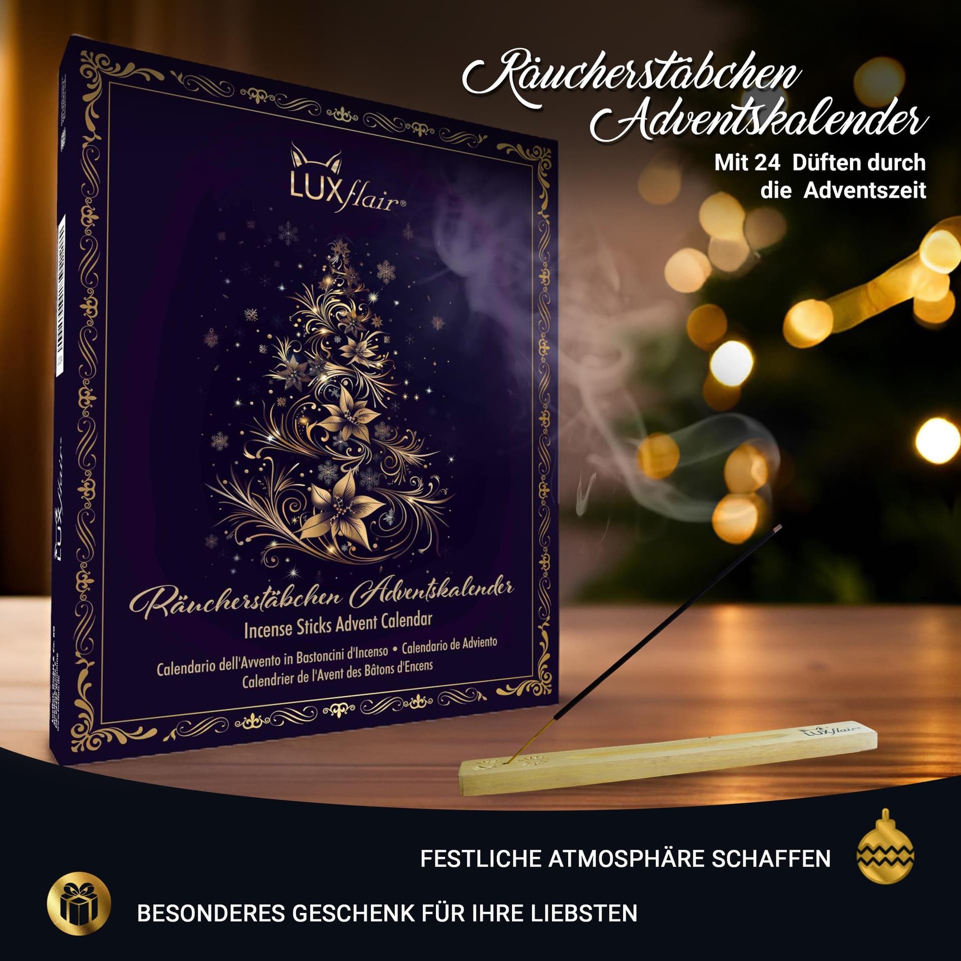 Incense sticks advent calendar incl. holder