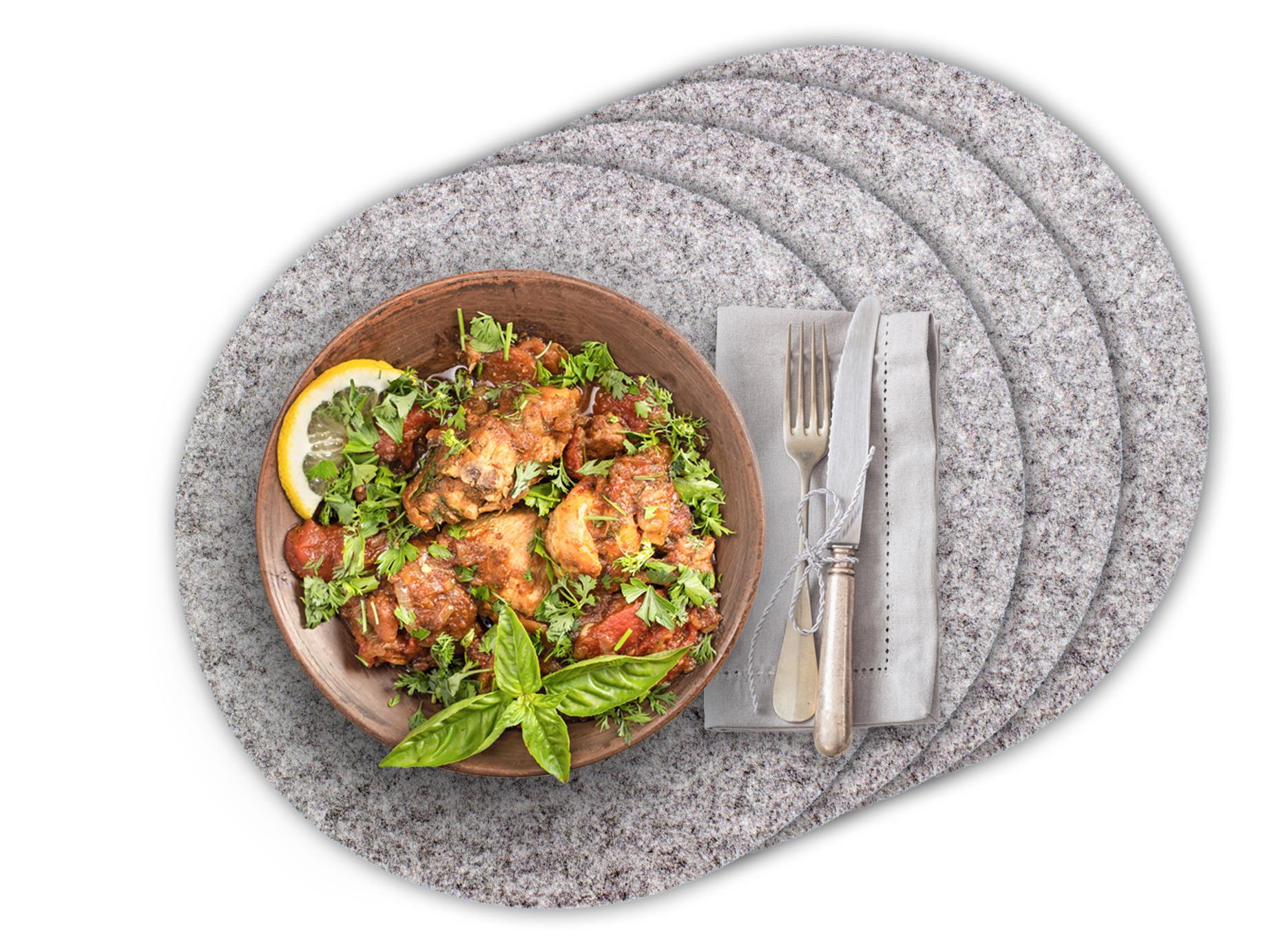 4er Filz-Platzset graumeliert, rund Ø 35cm (LX2016)