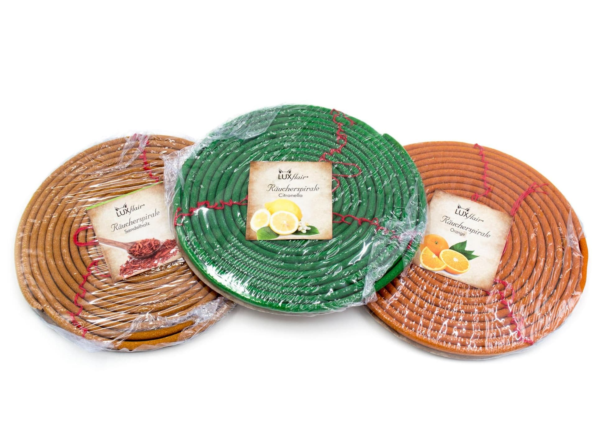 Set of 3 incense spirals (citronella, sandalwood, orange)