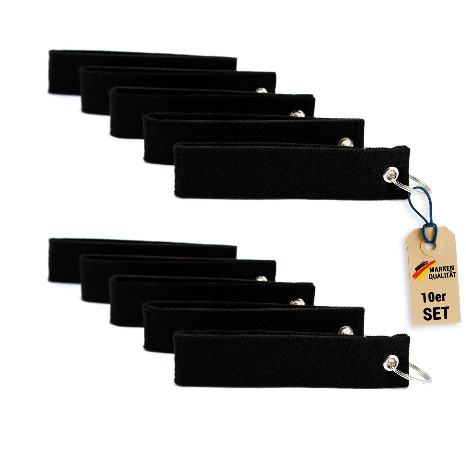 10er Set Filz Schlüsselanhänger schwarz (SA-10-SW)