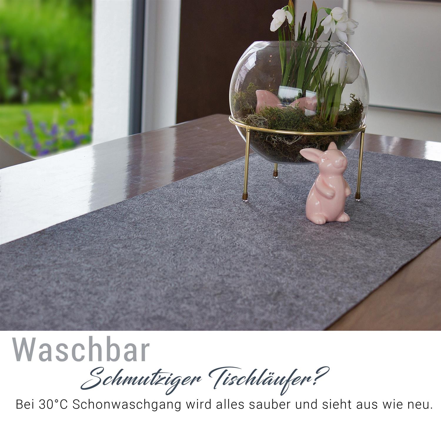 Filz Tischläufer graumeliert (geprägt) (LX2120)
