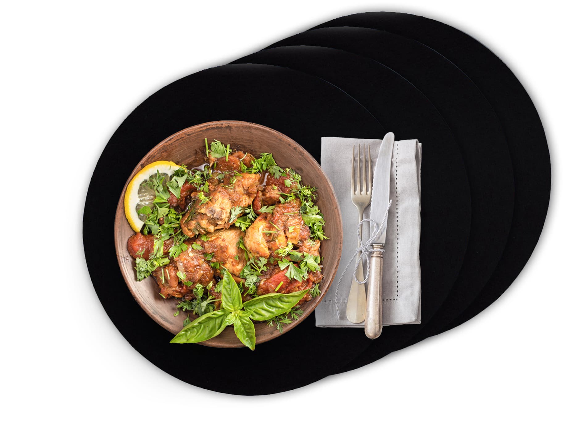 4pcs felt placemat black, round Ø 35cm 4pcs felt placemat black, round Ø 35cm