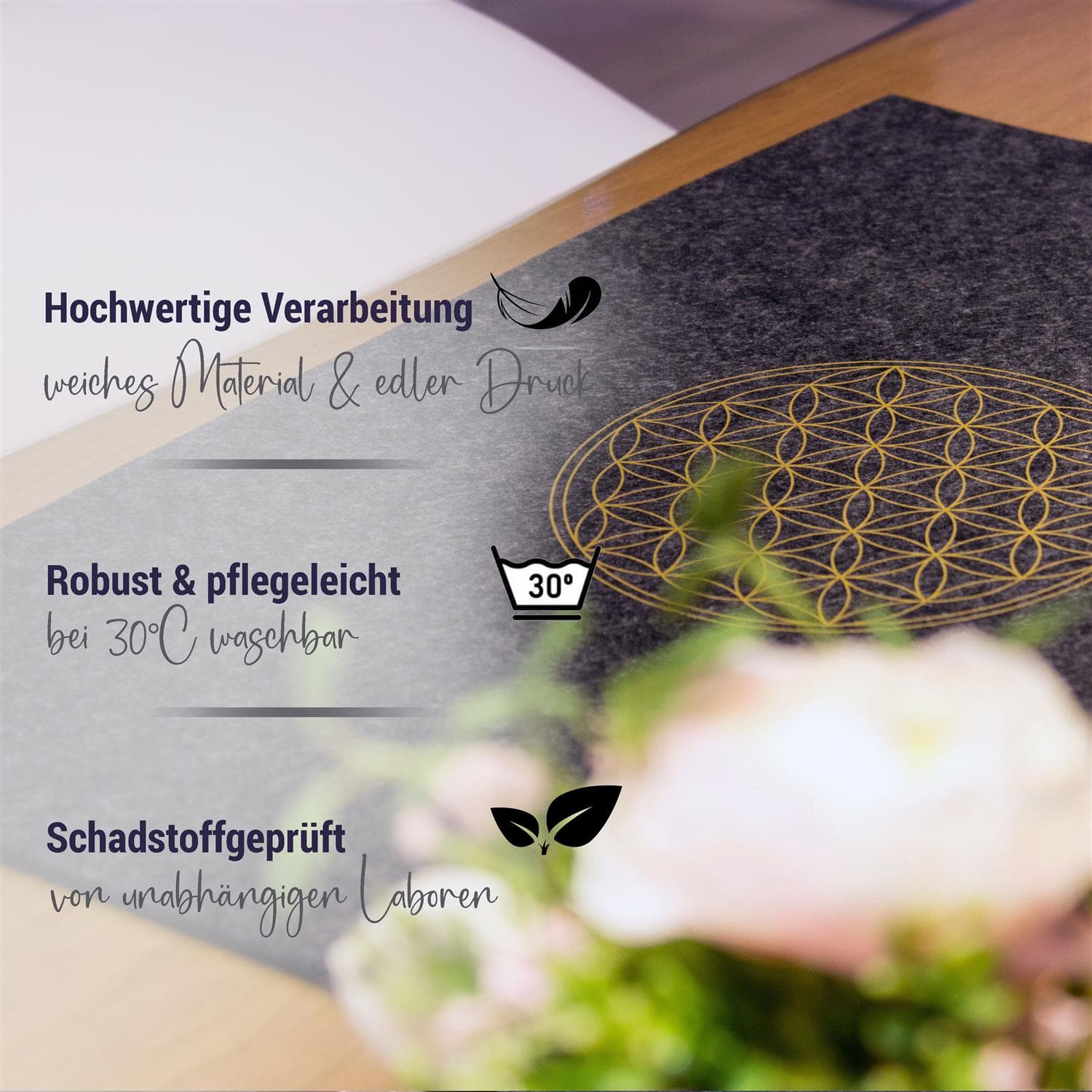 2er Set Blume des Lebens Platzset - anthrazit (LX1940-LB)