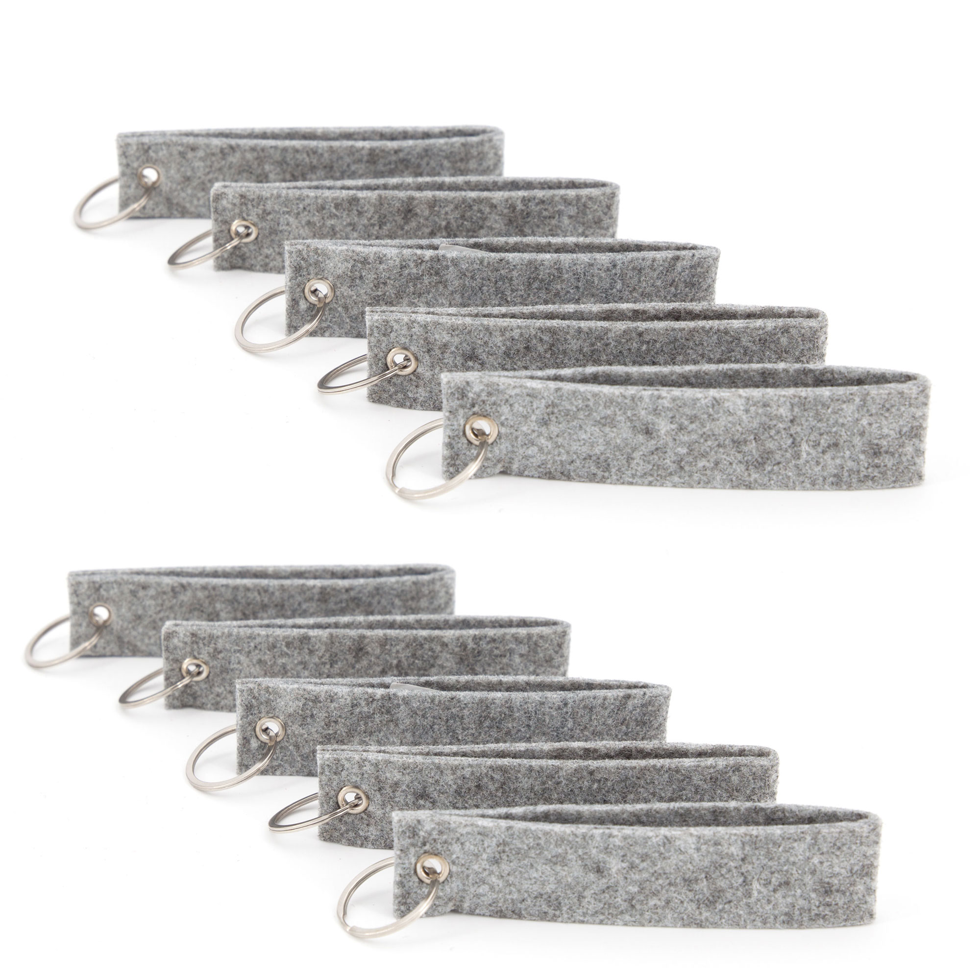 10er Set Filz Schlüsselanhänger graumeliert (SA-10-HG)