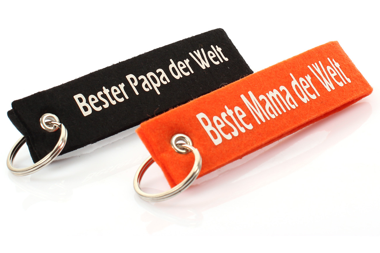 2er Set Filz Schlüsselanhänger "Beste Mama" und "Bester Papa" (LX1707)