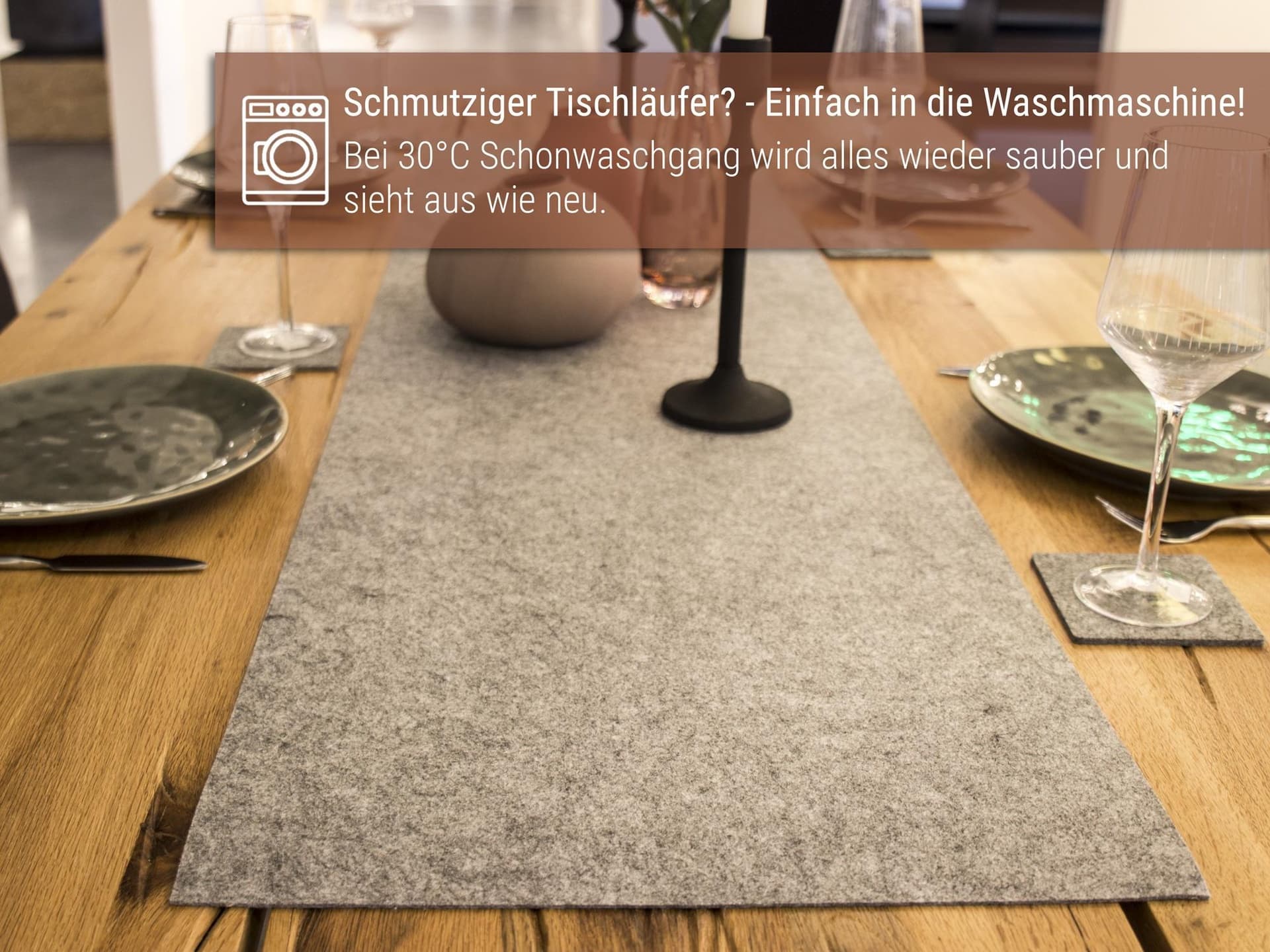 Felt table runner grayish