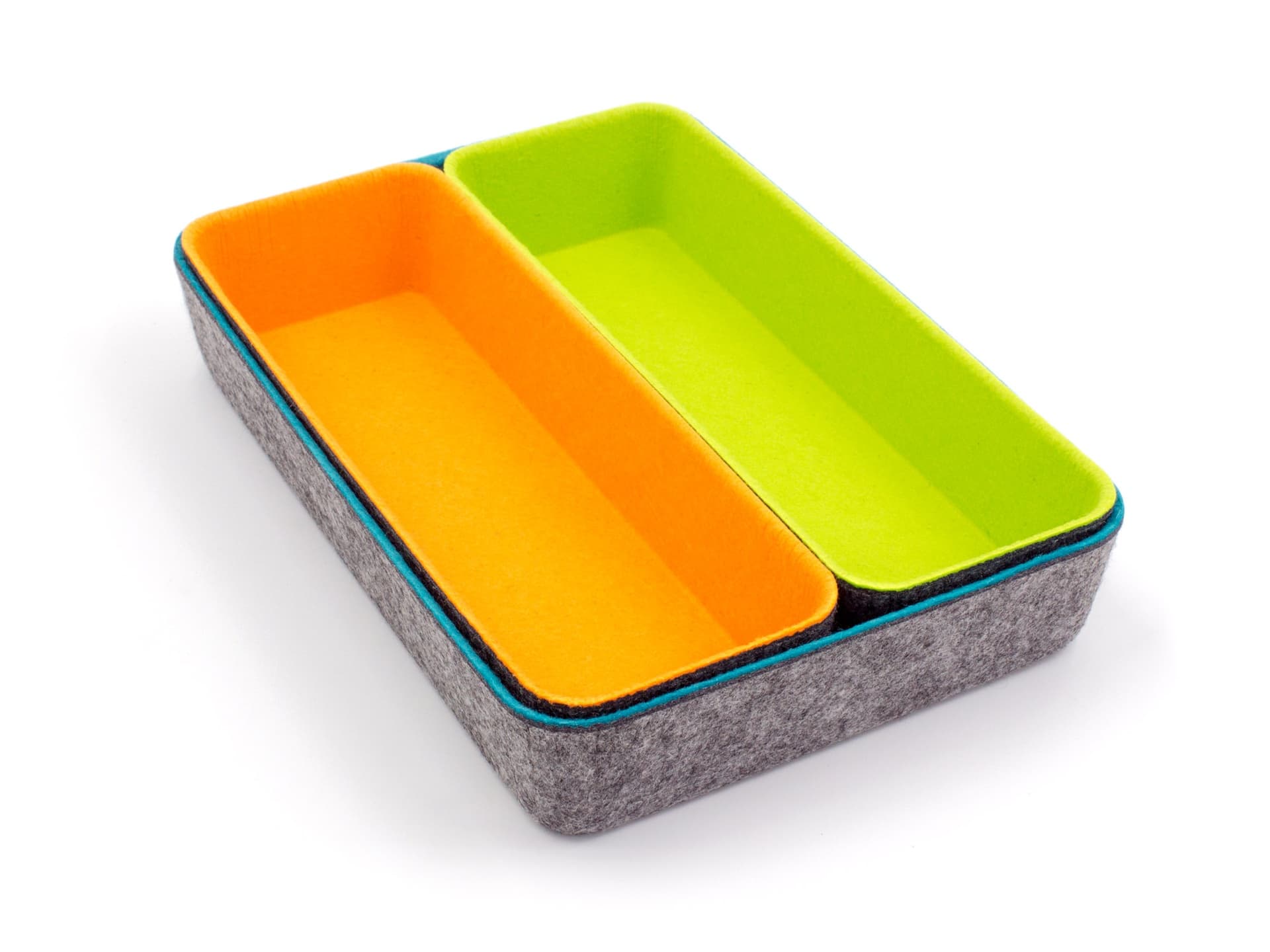 Stylish felt office boxes in a set of 3 (elongated)