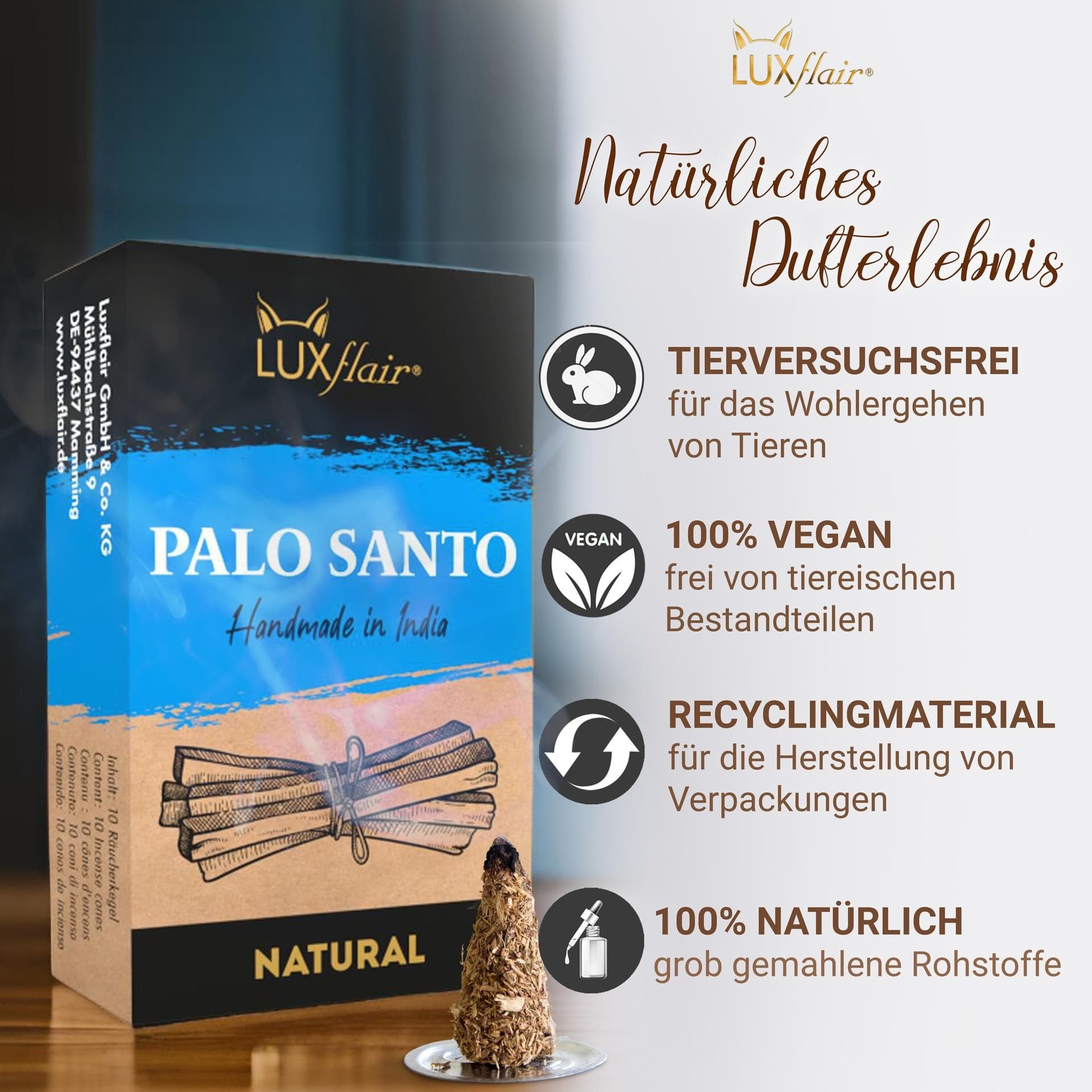 Natural palo santo incense cones - NATURAL PALO SANTO