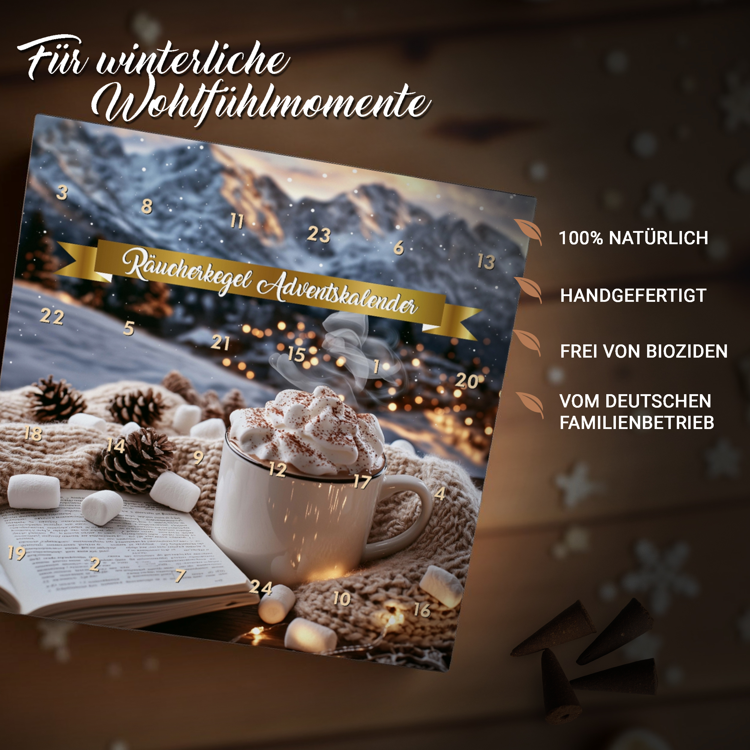 Räucherkegel Adventskalender 2025 - Backflow Kegel