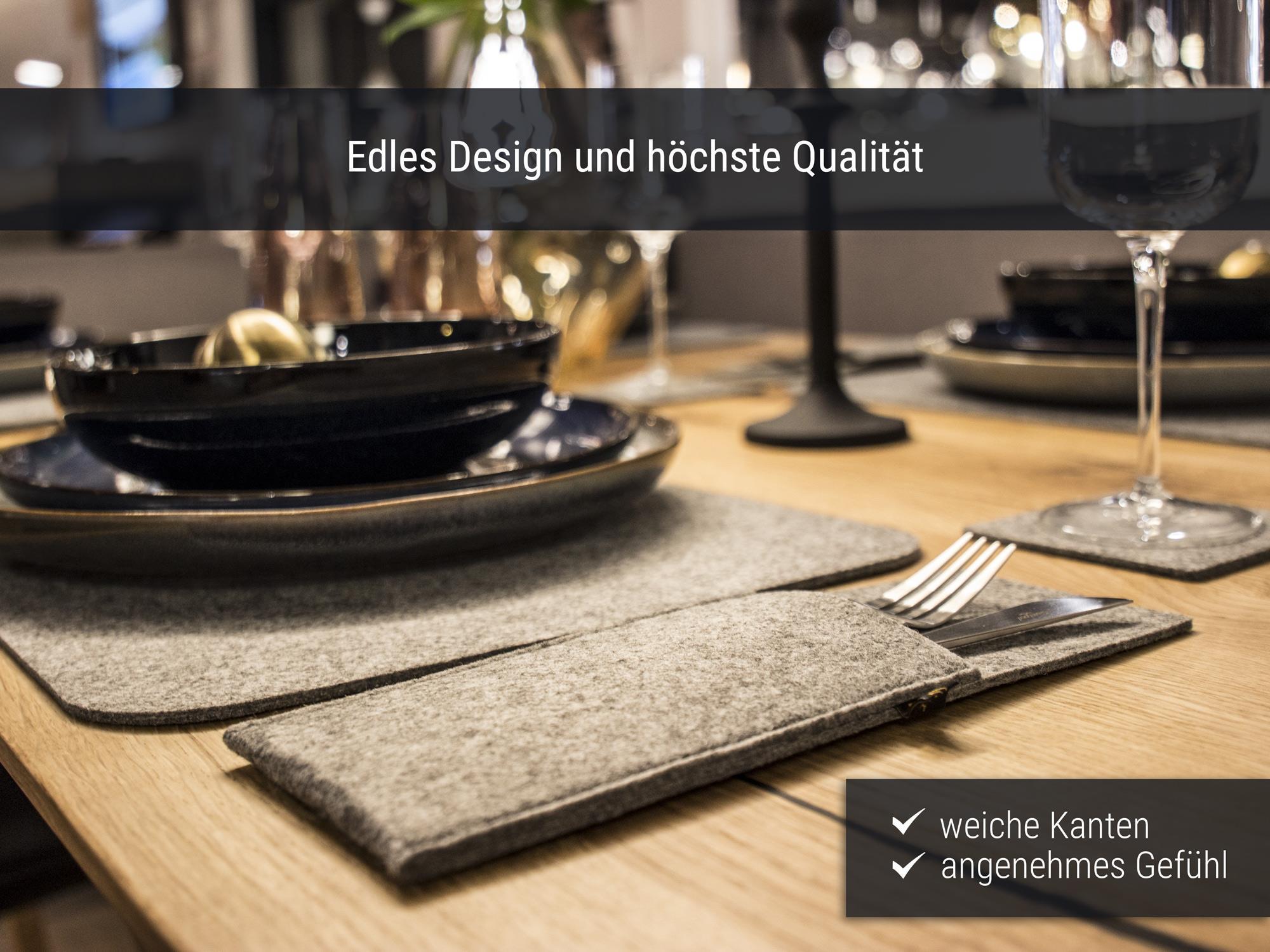 Filz Platzset für 4 Personen (12-tlg) in graumeliert (LX1838)