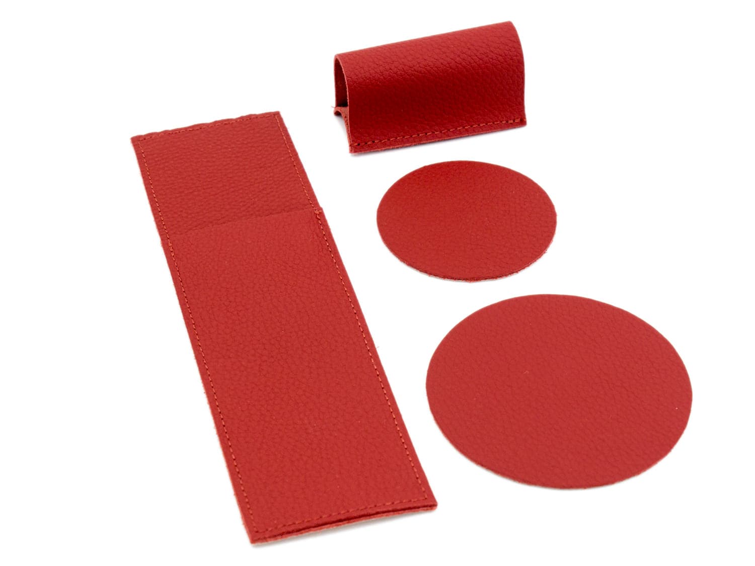 Leather placemat 8-pcs (coral red) Leather placemat 8-pcs (coral red)