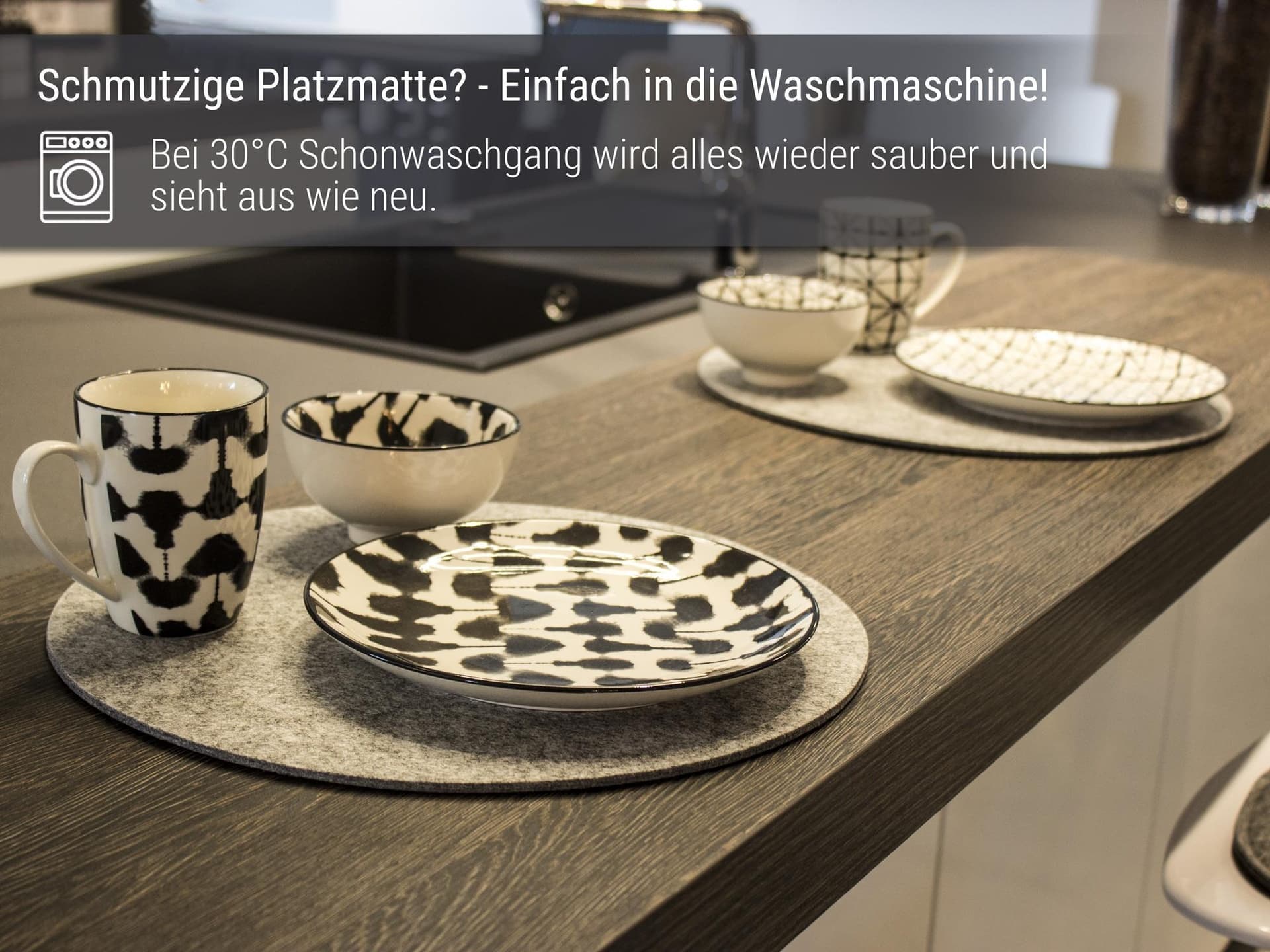 4er Filz-Platzset graumeliert, rund Ø 35cm (LX2016) 4er Filz-Platzset graumeliert, rund Ø 35cm (LX2016)