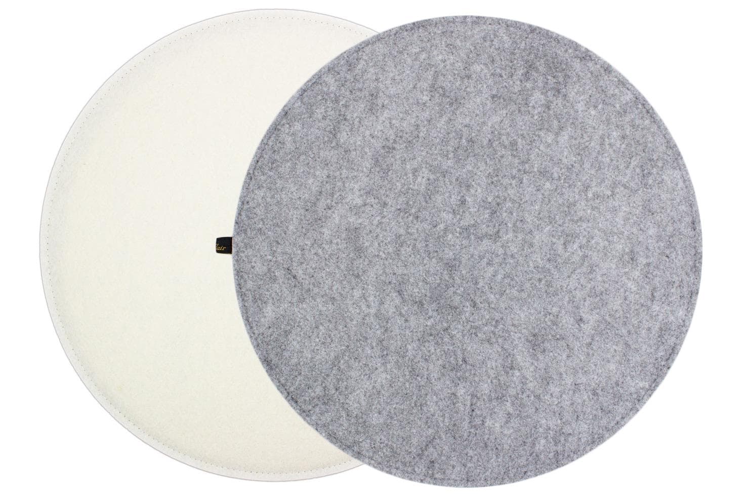 Felt seat cushion round in grey and cream white