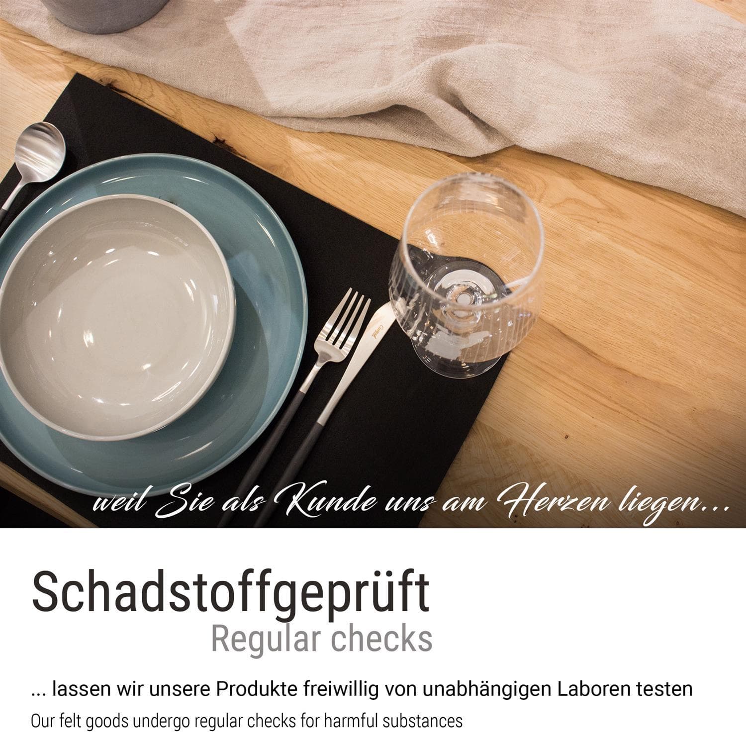 Eckiges Filz-Platzset im 4er Set schwarz (LX1943)