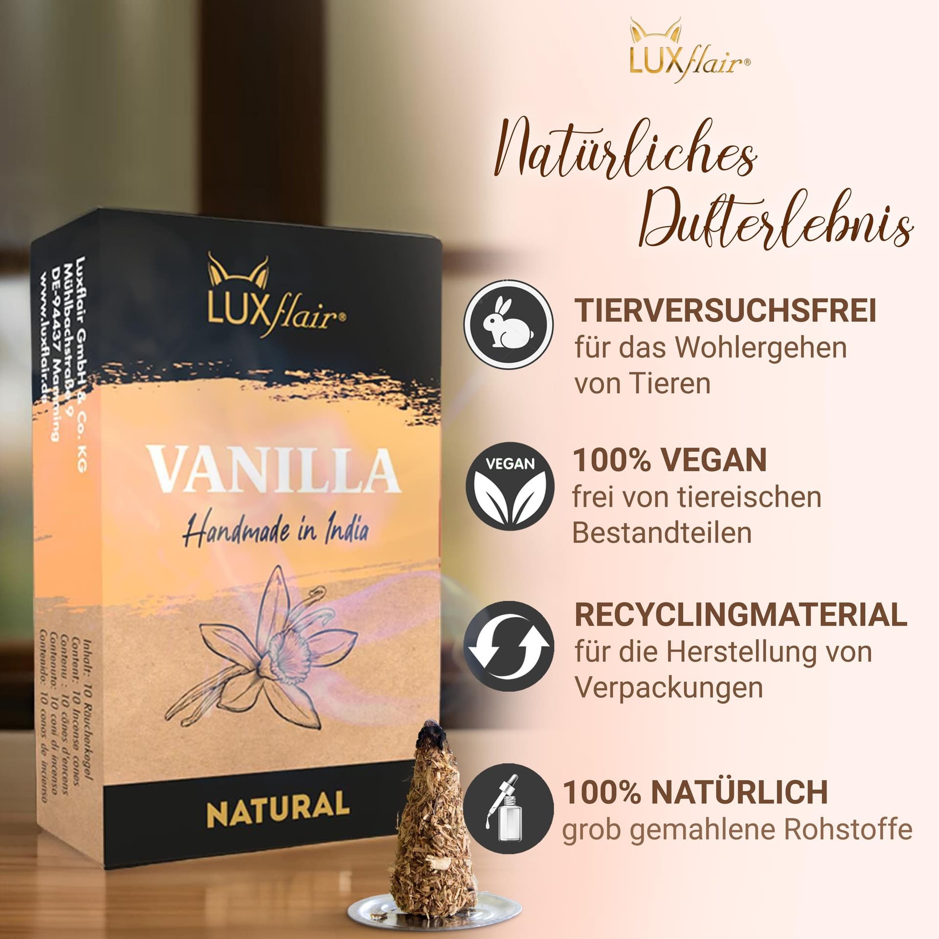 Natural vanilla incense cones - NATURAL VANILLA