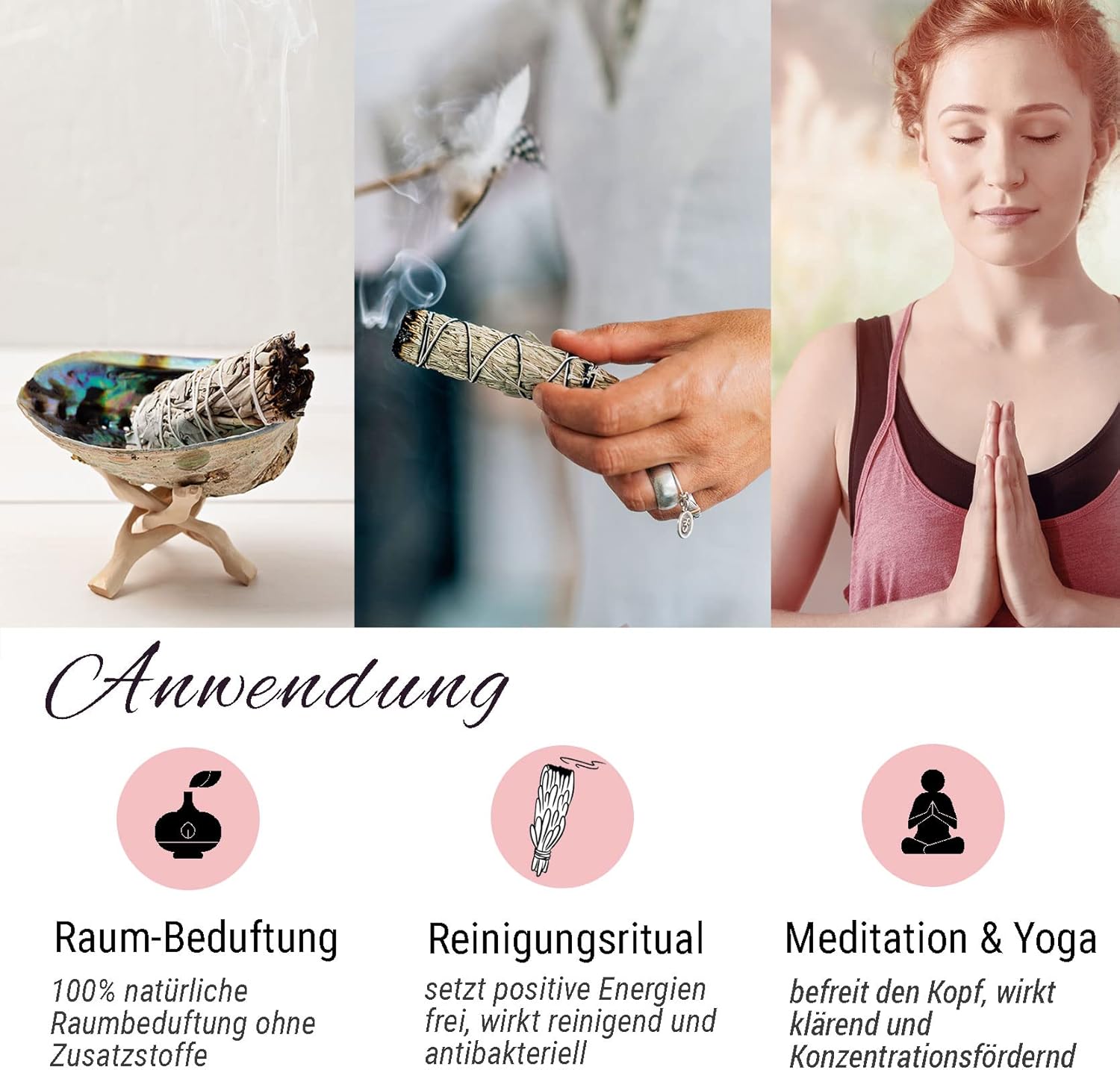 White sage incense bundle - Smudge Stick marigolds Weißer Salbei 40g Räucherbündel - Smudge Stick Blaue Klitorie