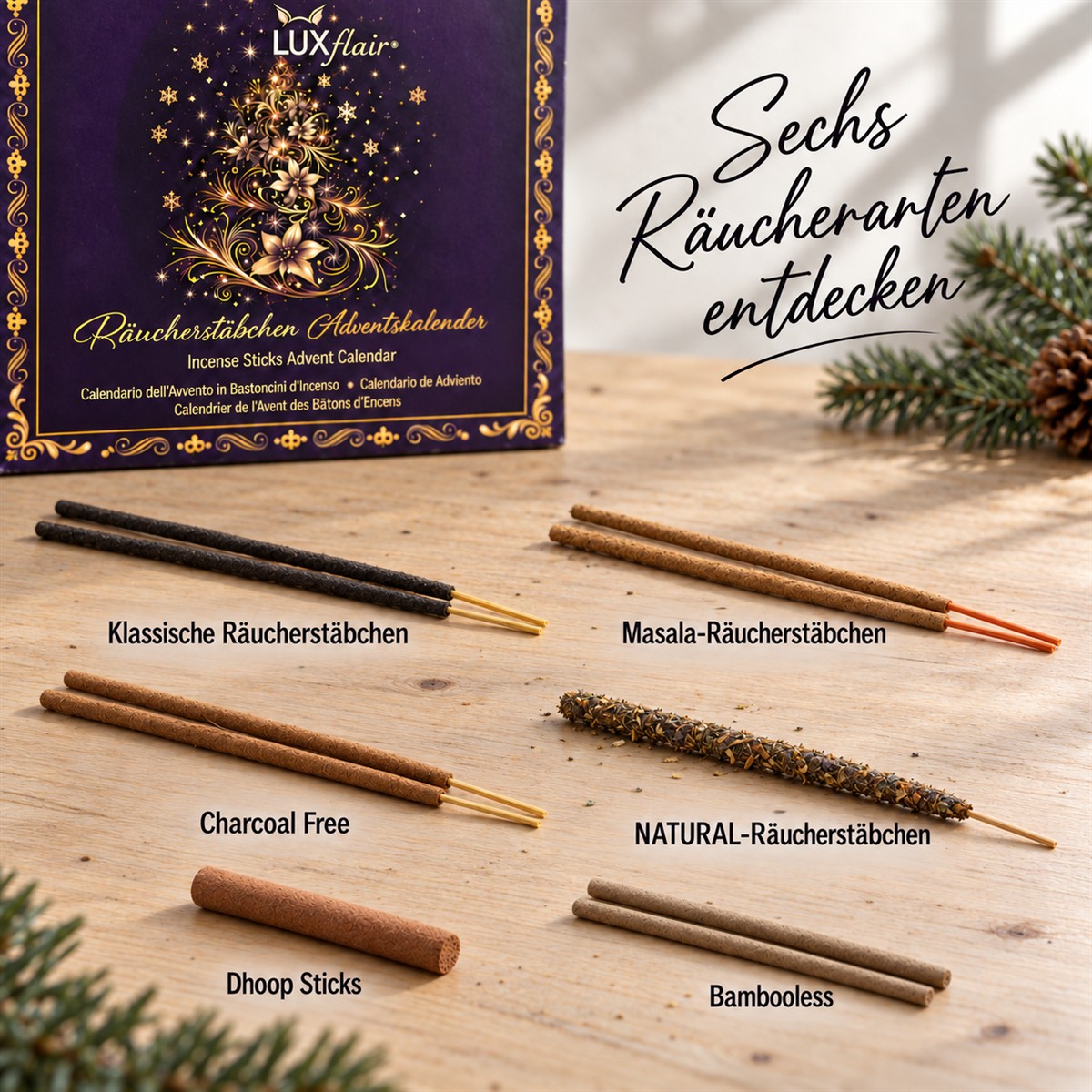 Incense sticks advent calendar incl. holder