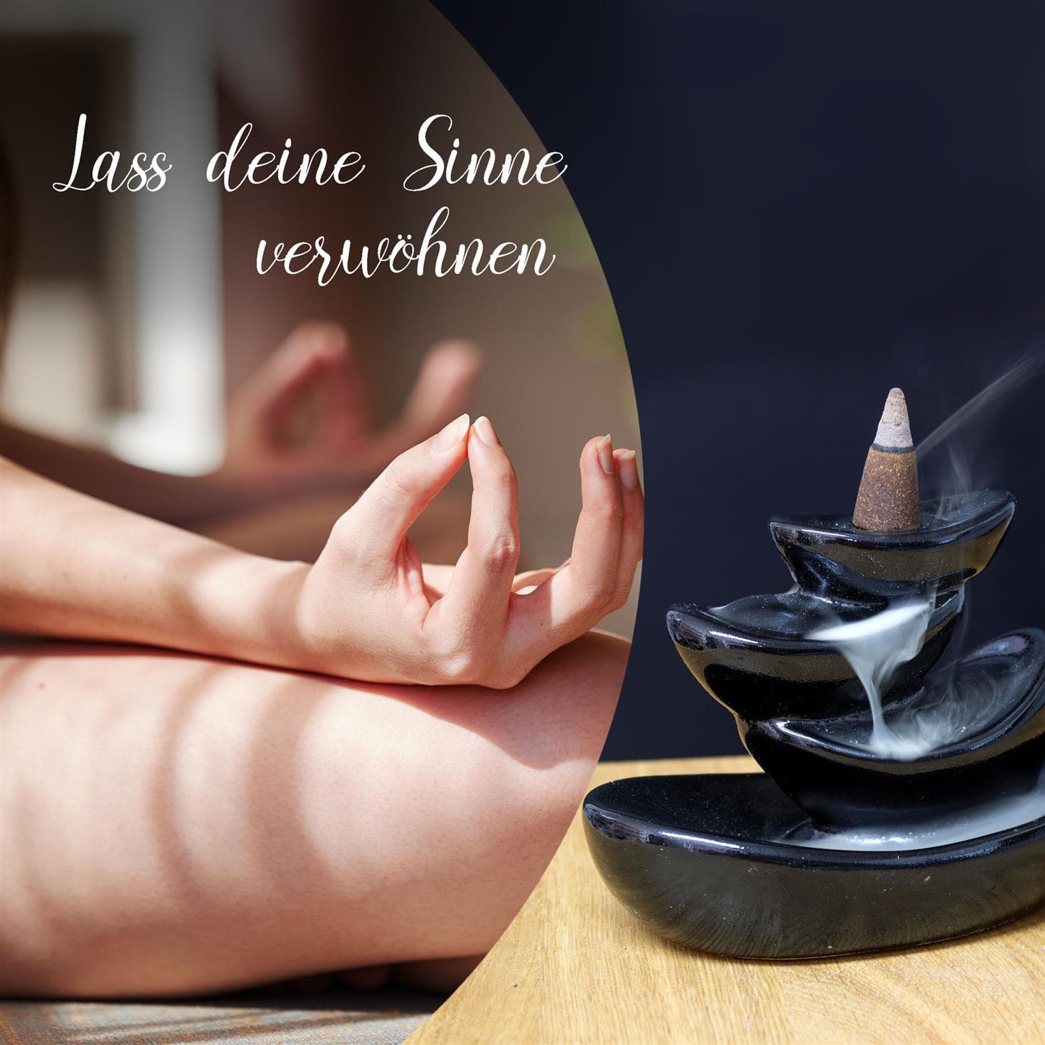Backflow incense cone holder incl. 10 backflow/backflow incense cones