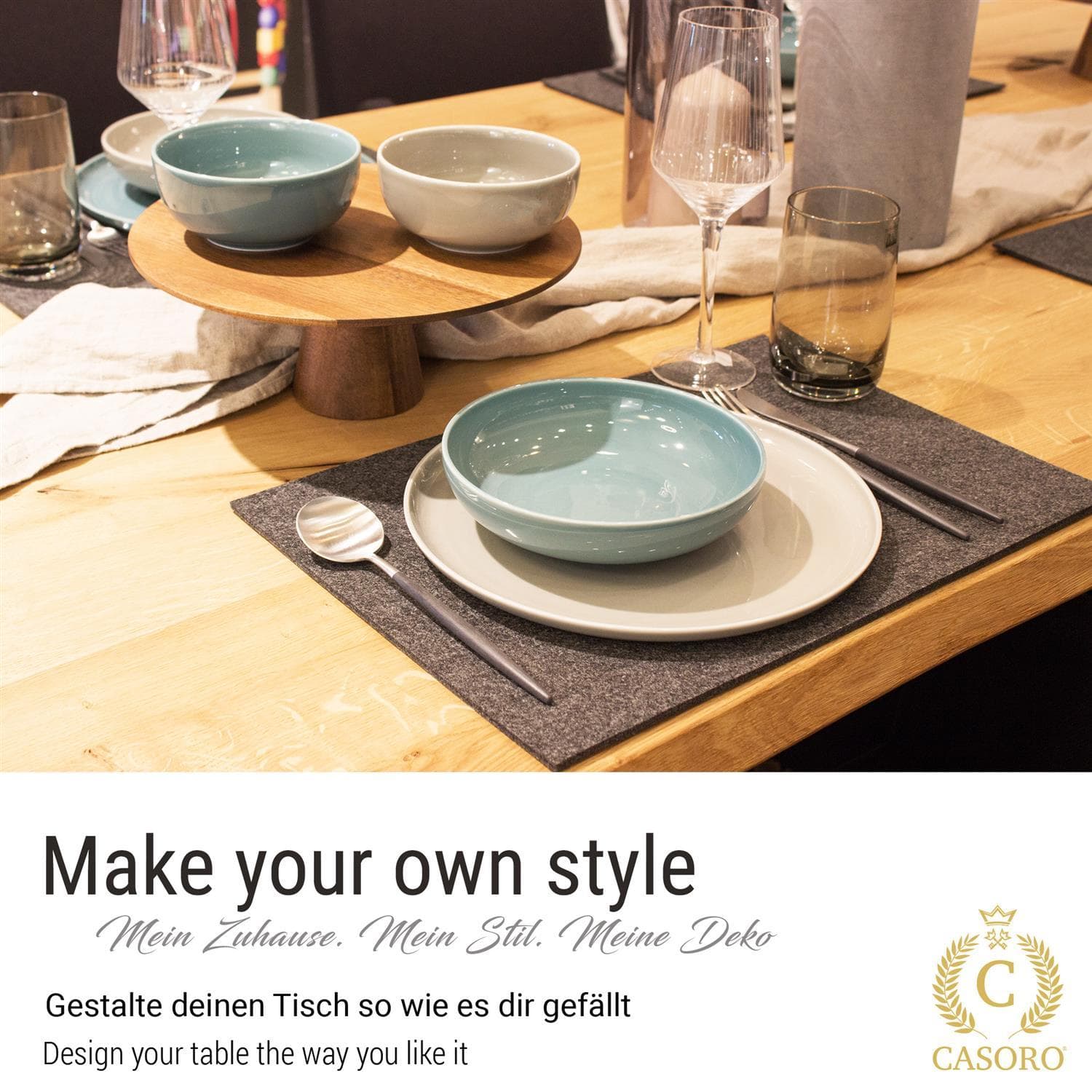 Square felt placemat set of 6 anthracite