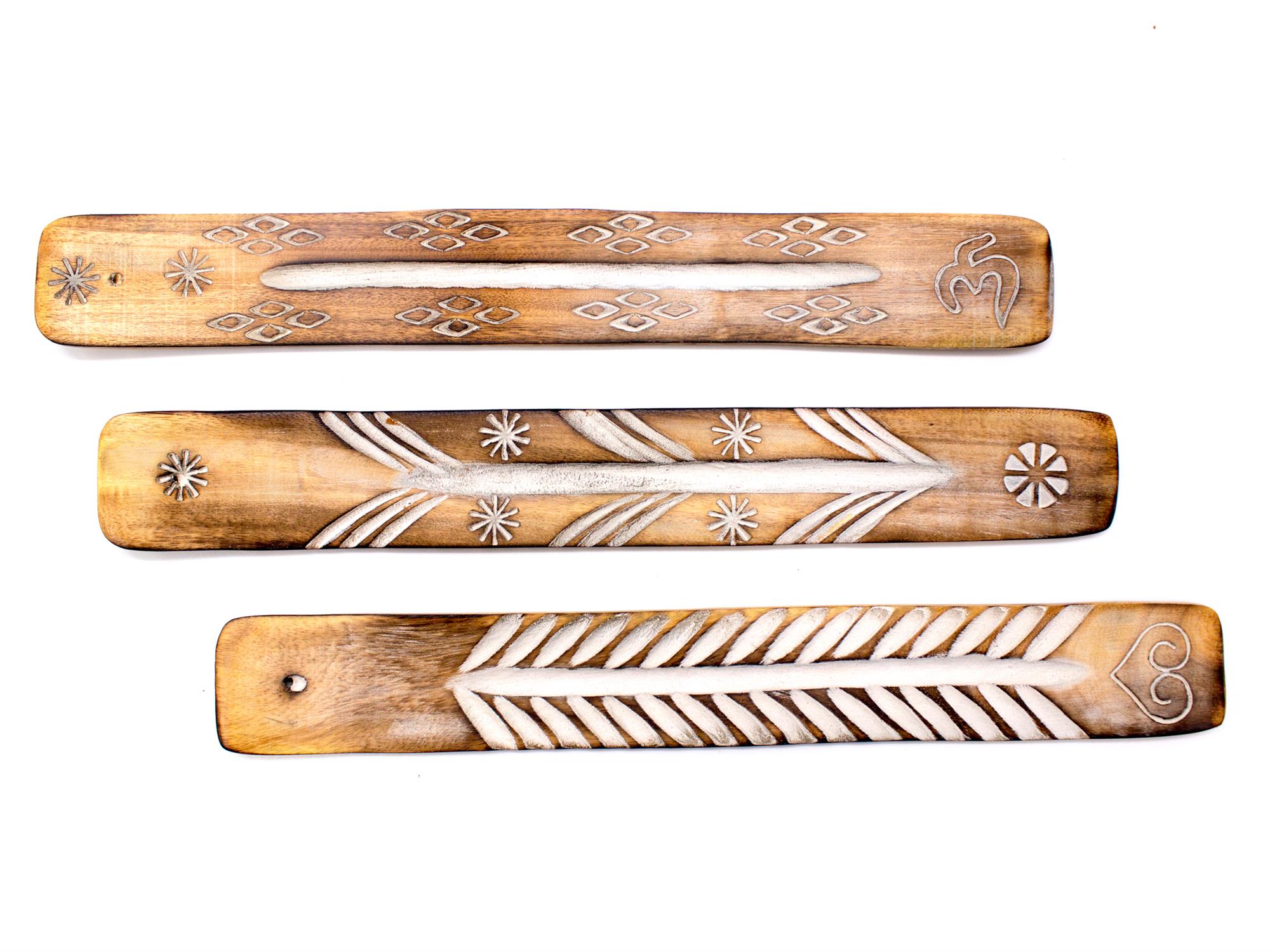 Incense stick holder handmade, set of 3 made of wood