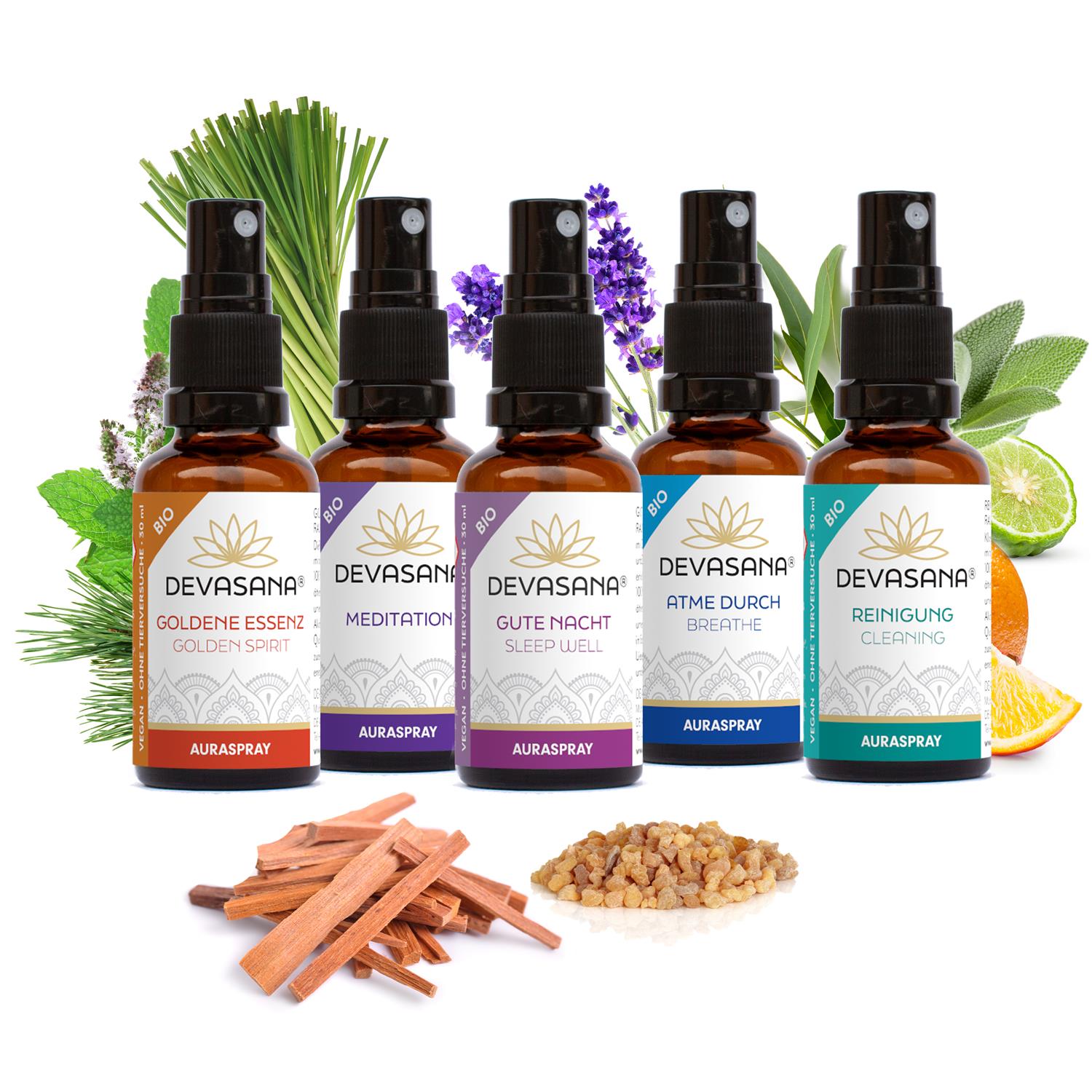 Natürliche Aura Sprays - 5er Probierset (DV1_SET)