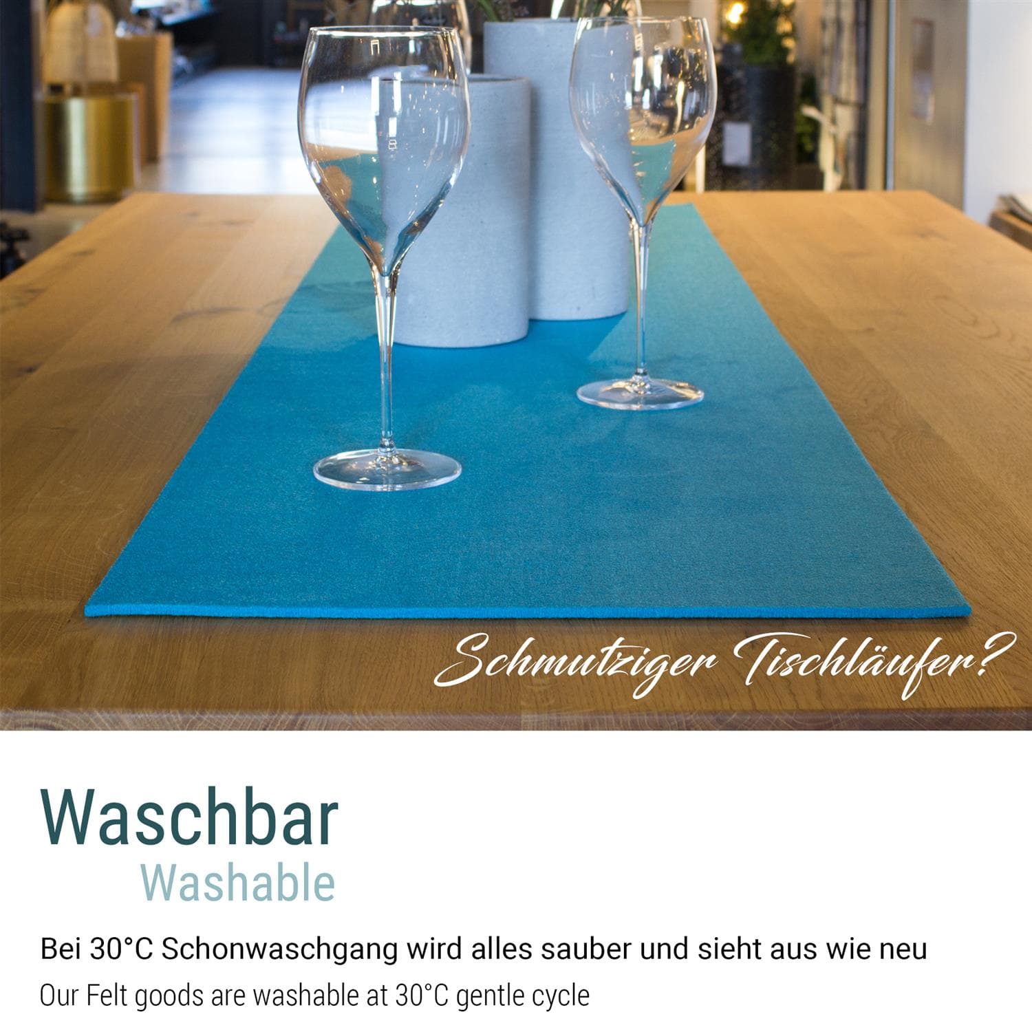 Felt table runner petrol CASORO 40x150