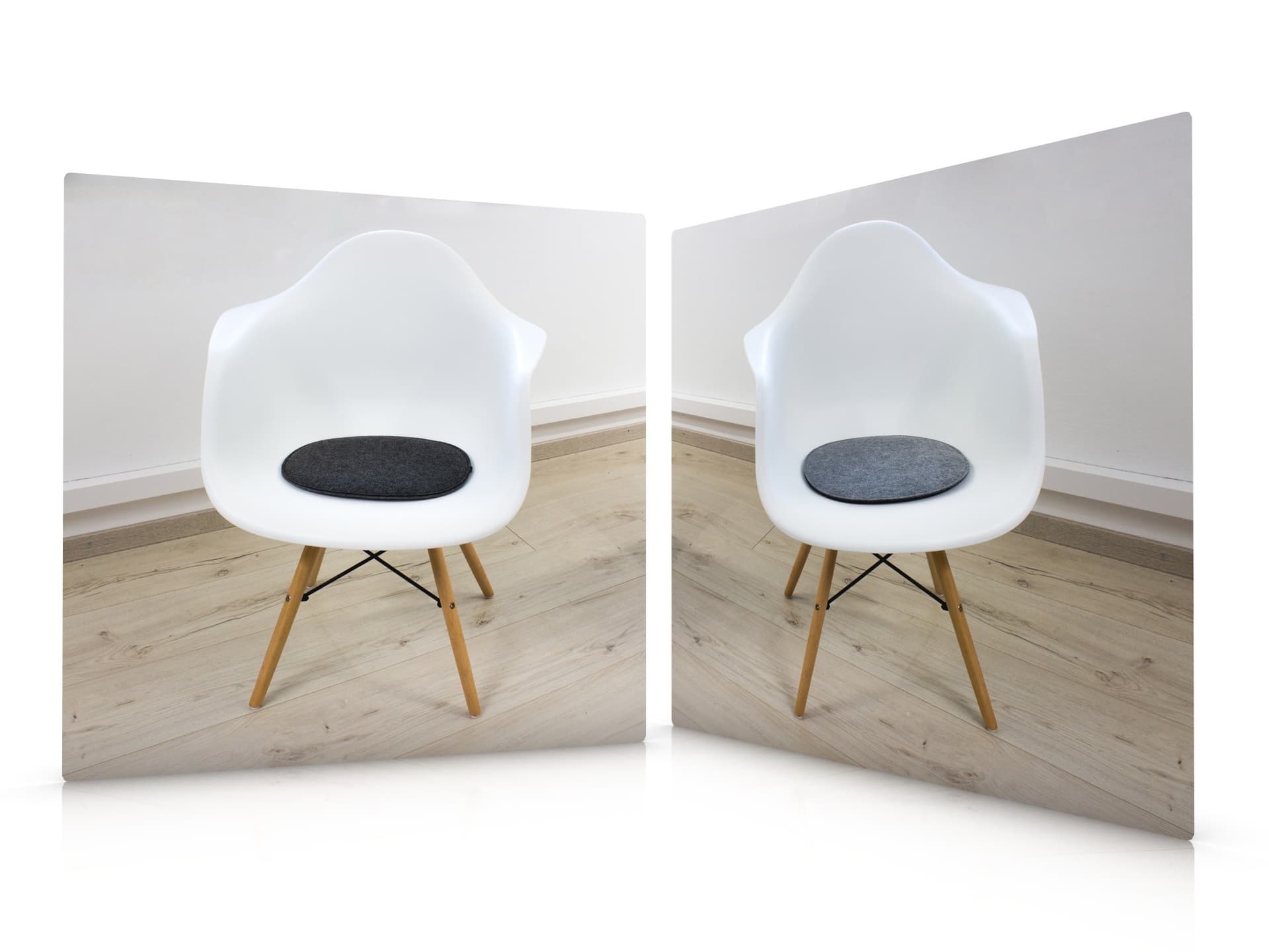 Felt seat cushion oval for Eames in dark gray and gray Felt seat cushion oval for Eames in dark gray and gray