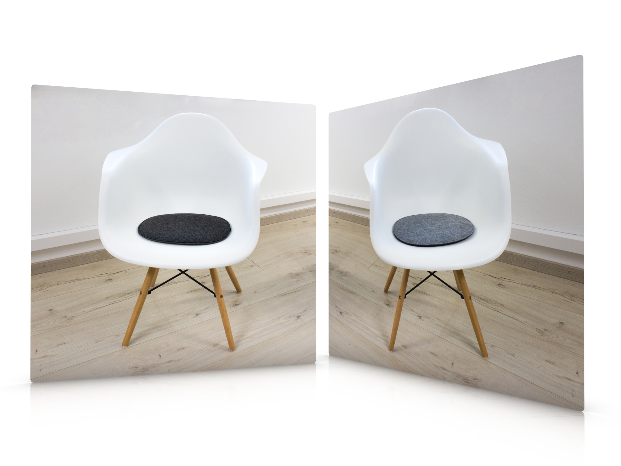 Felt seat cushion oval for Eames in dark gray and gray