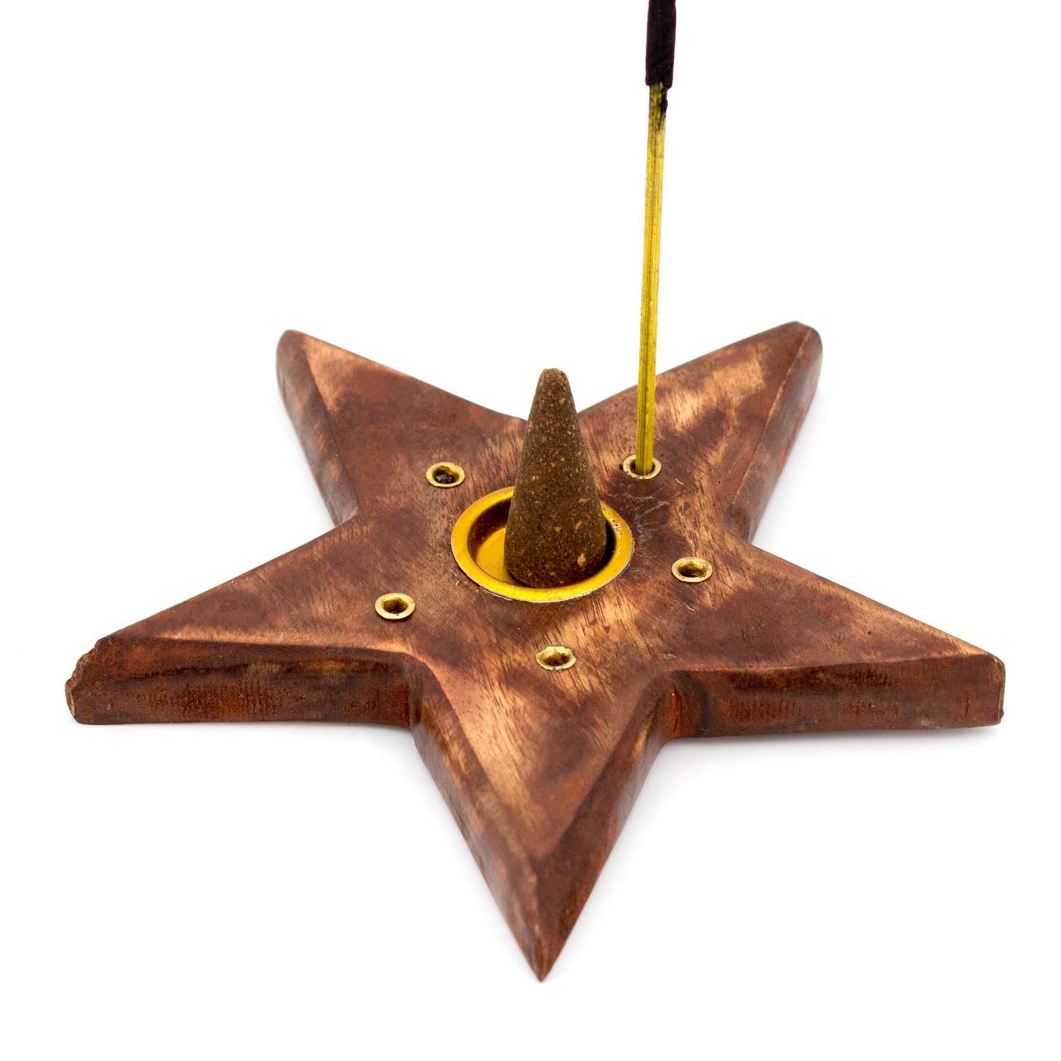 Räucherkegelhalter Stern aus Rosenholz (LX1517)