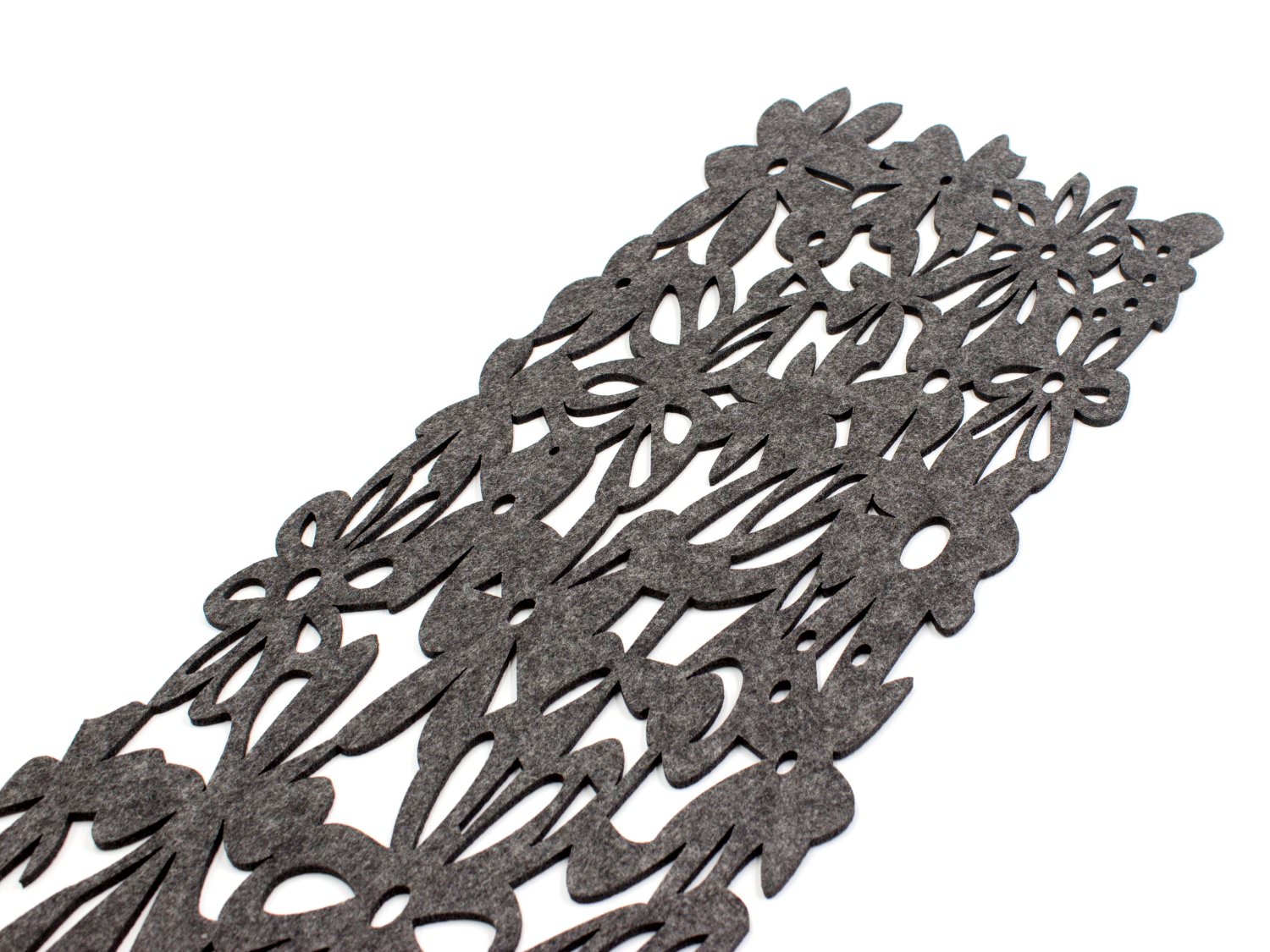 Felt table runner "Flora" in anthracite Felt table runner "Flora" in anthracite