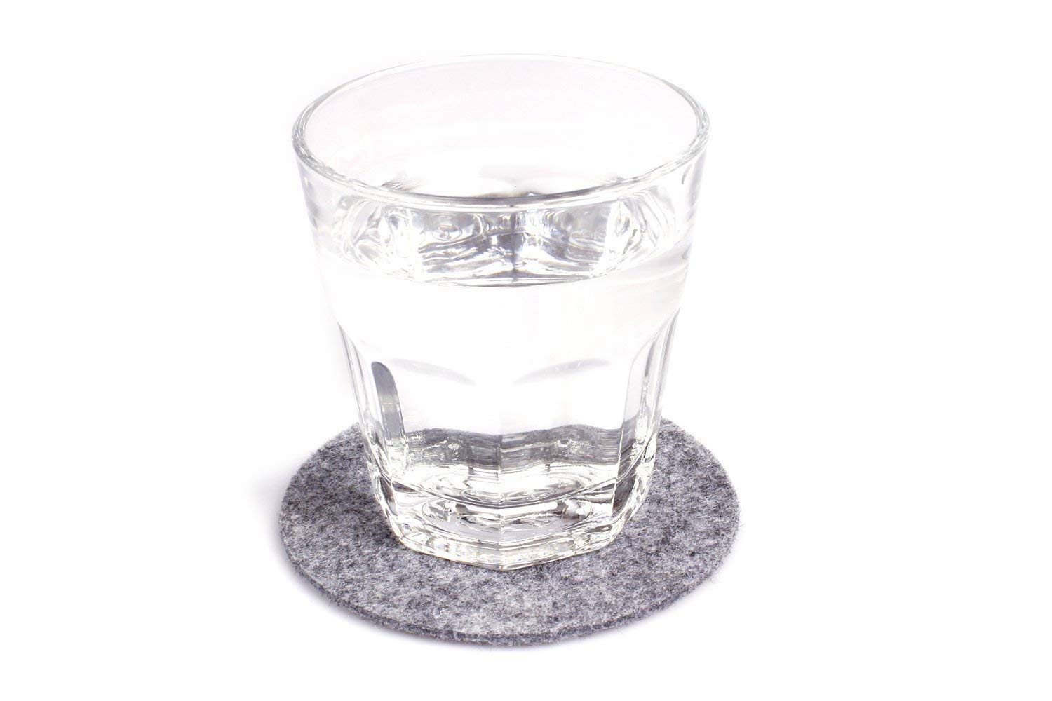 Set of 10 felt coasters round grayish