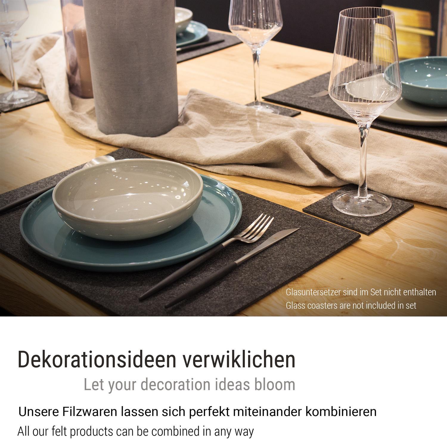 Eckiges Filz-Platzset im 4er Set anthrazit (LX1940)