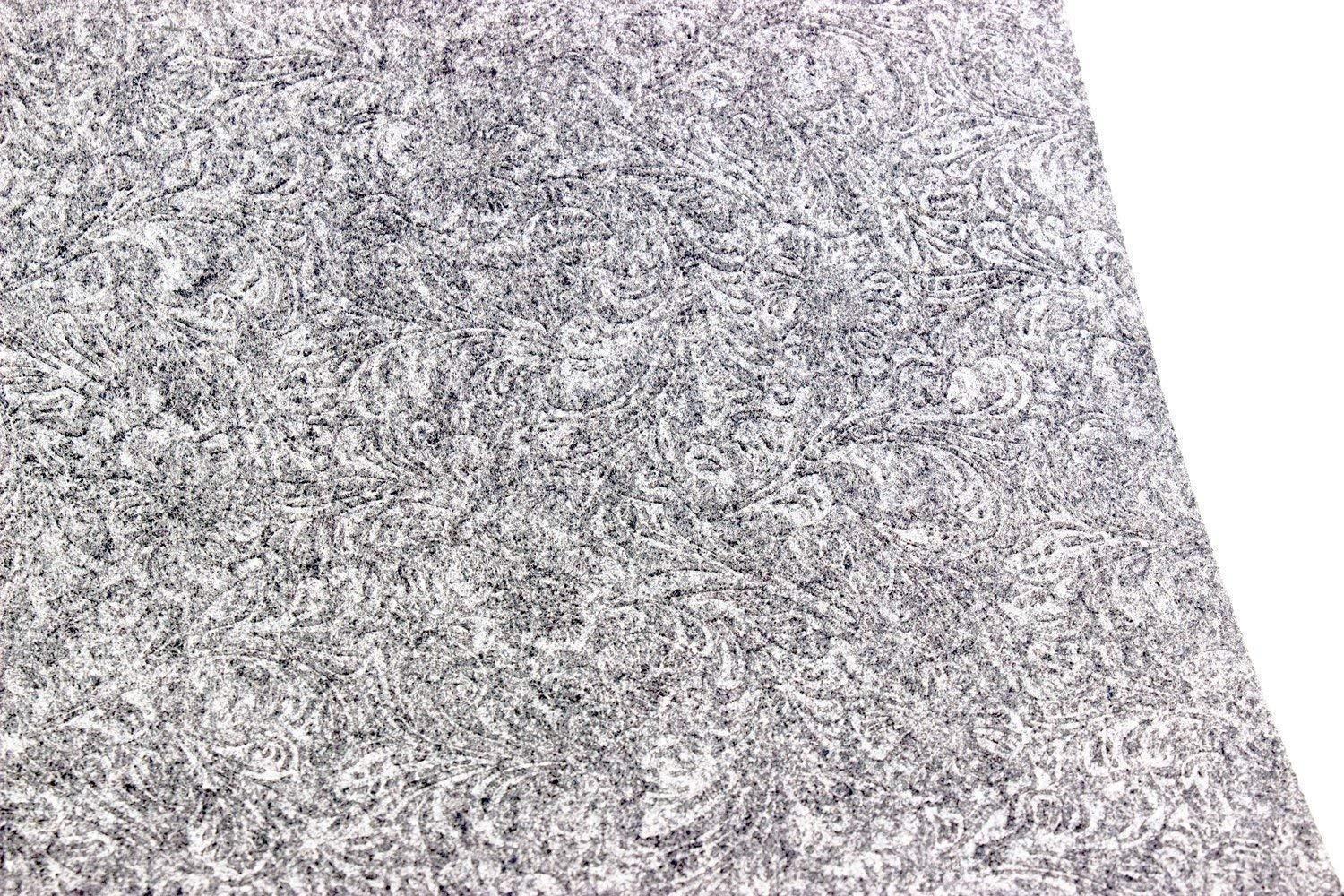 Felt table runner greyish (embossed)